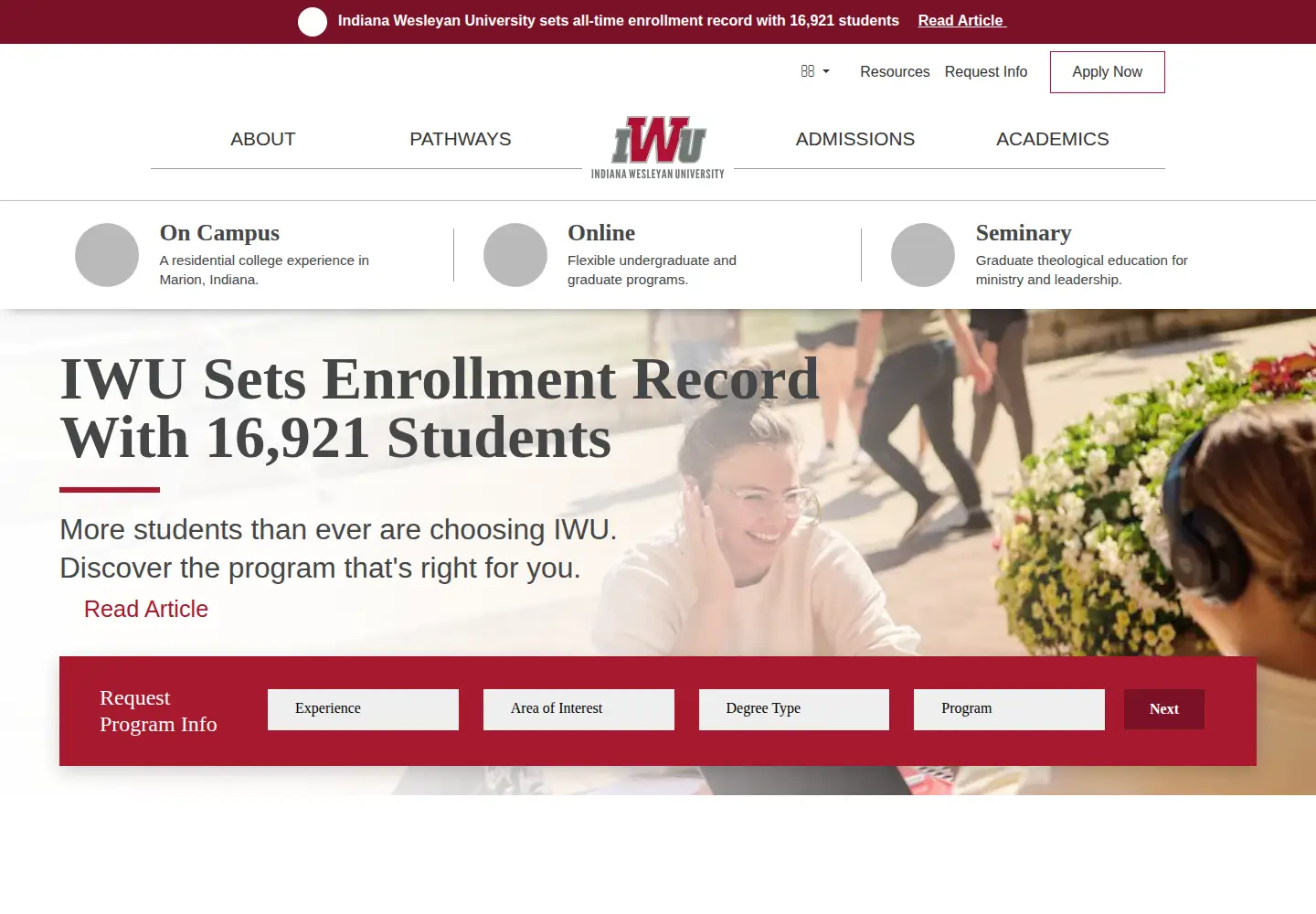 Screenshot of indwes.edu