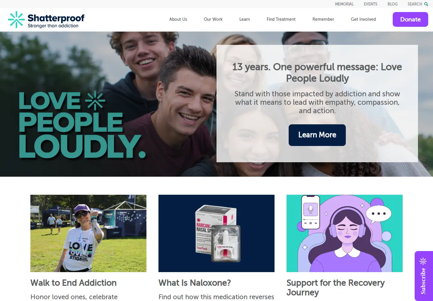 Screenshot of shatterproof.org