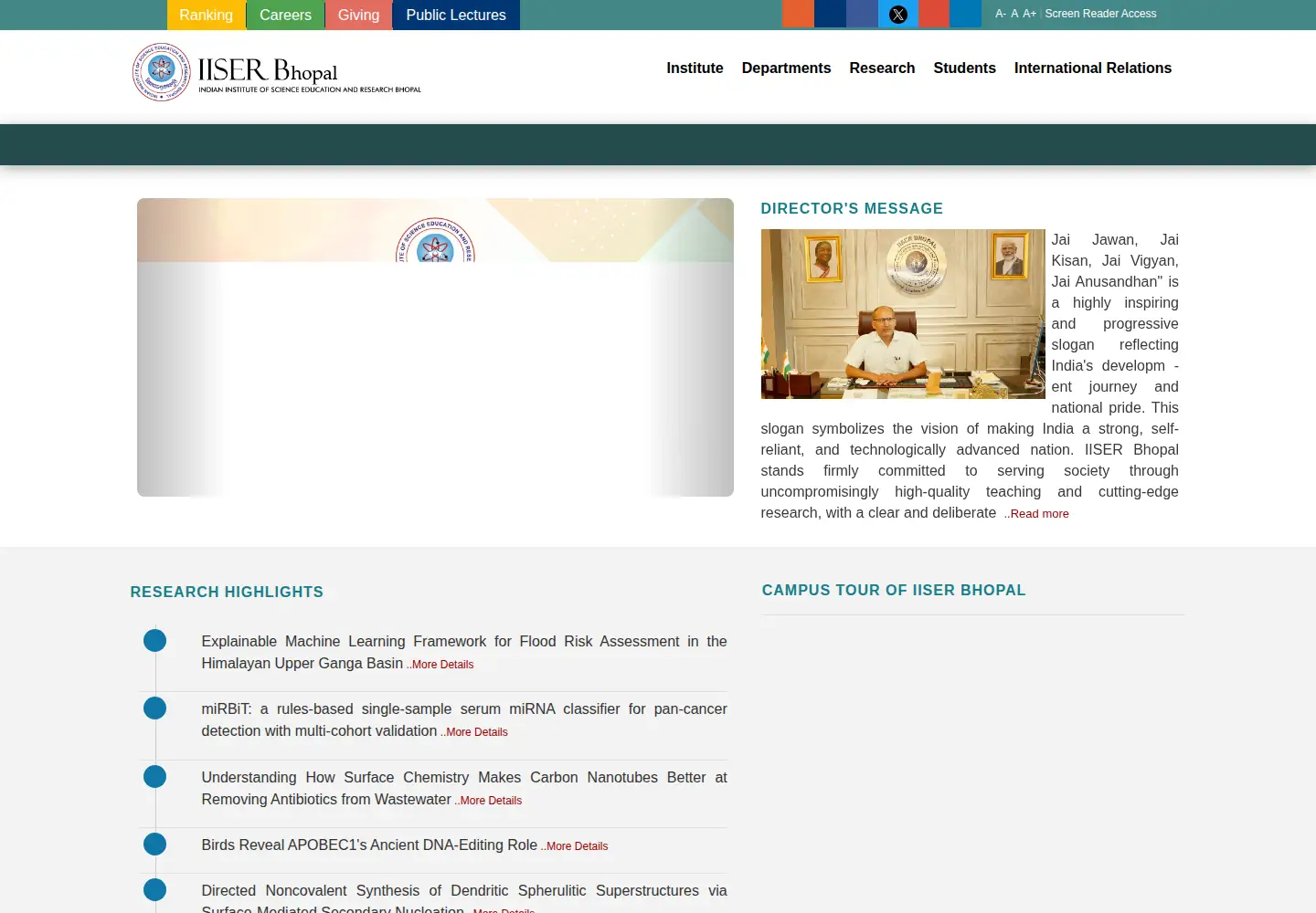 Screenshot of iiserb.ac.in