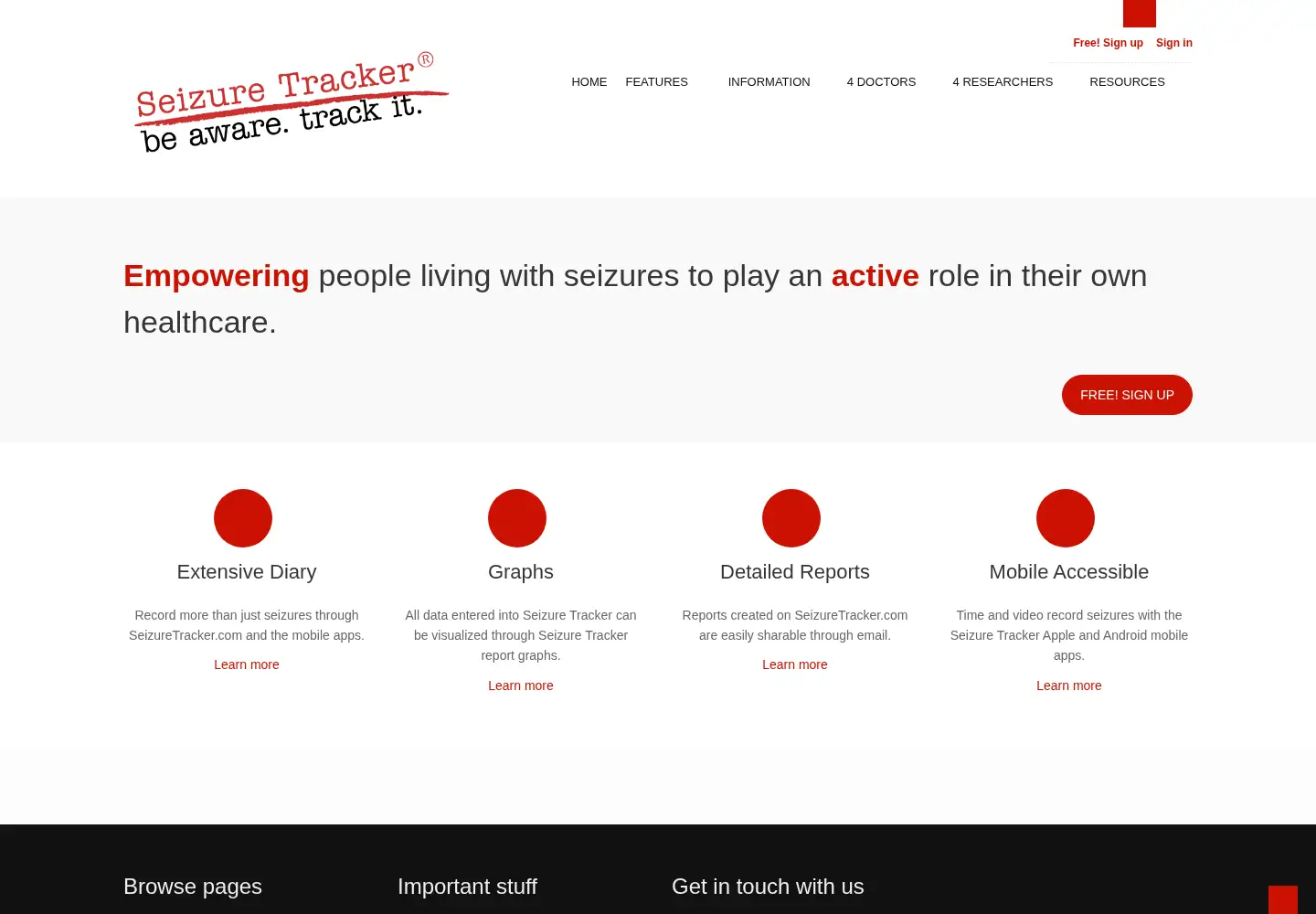 Screenshot of seizuretracker.com