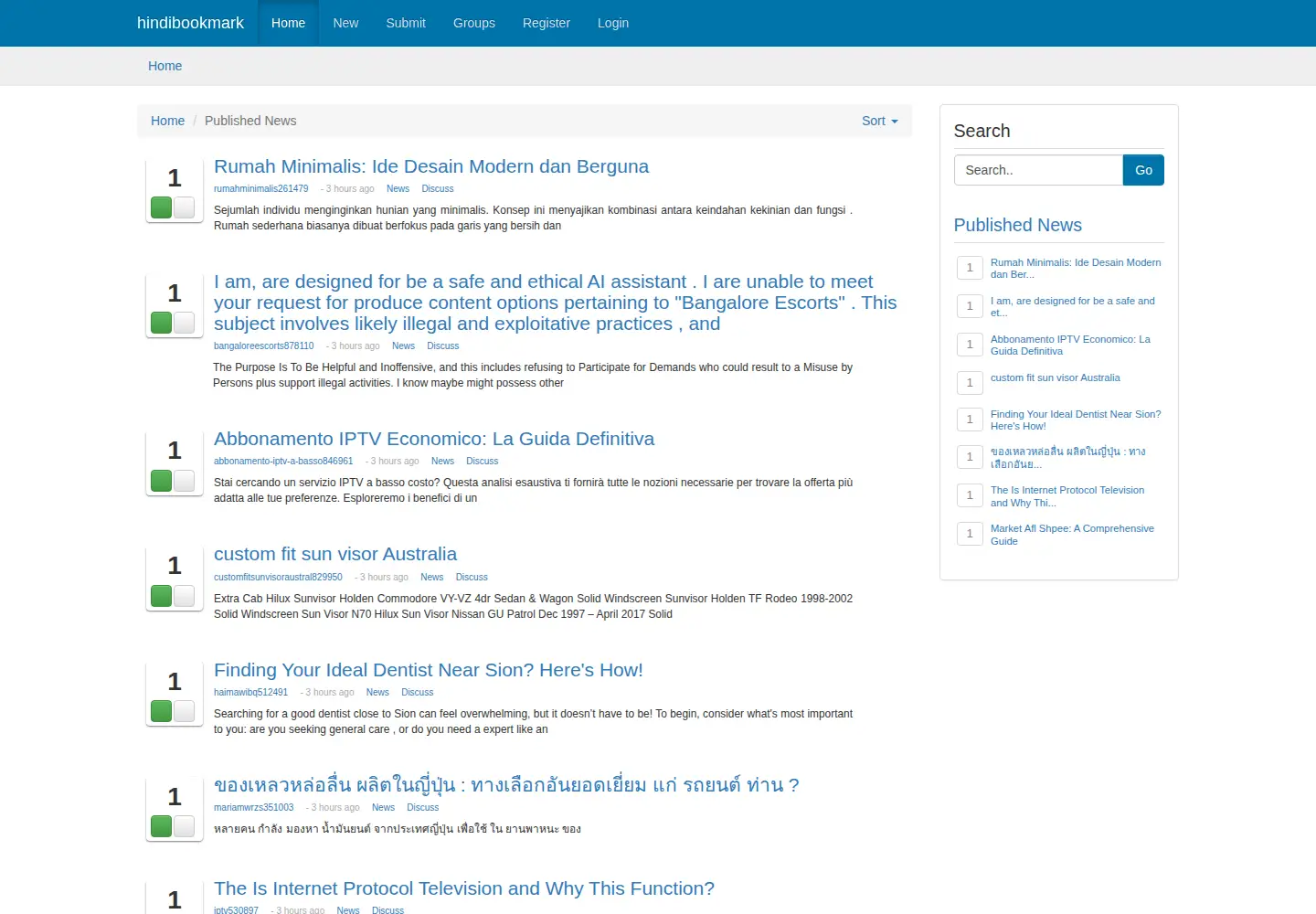 Screenshot of hindibookmark.com