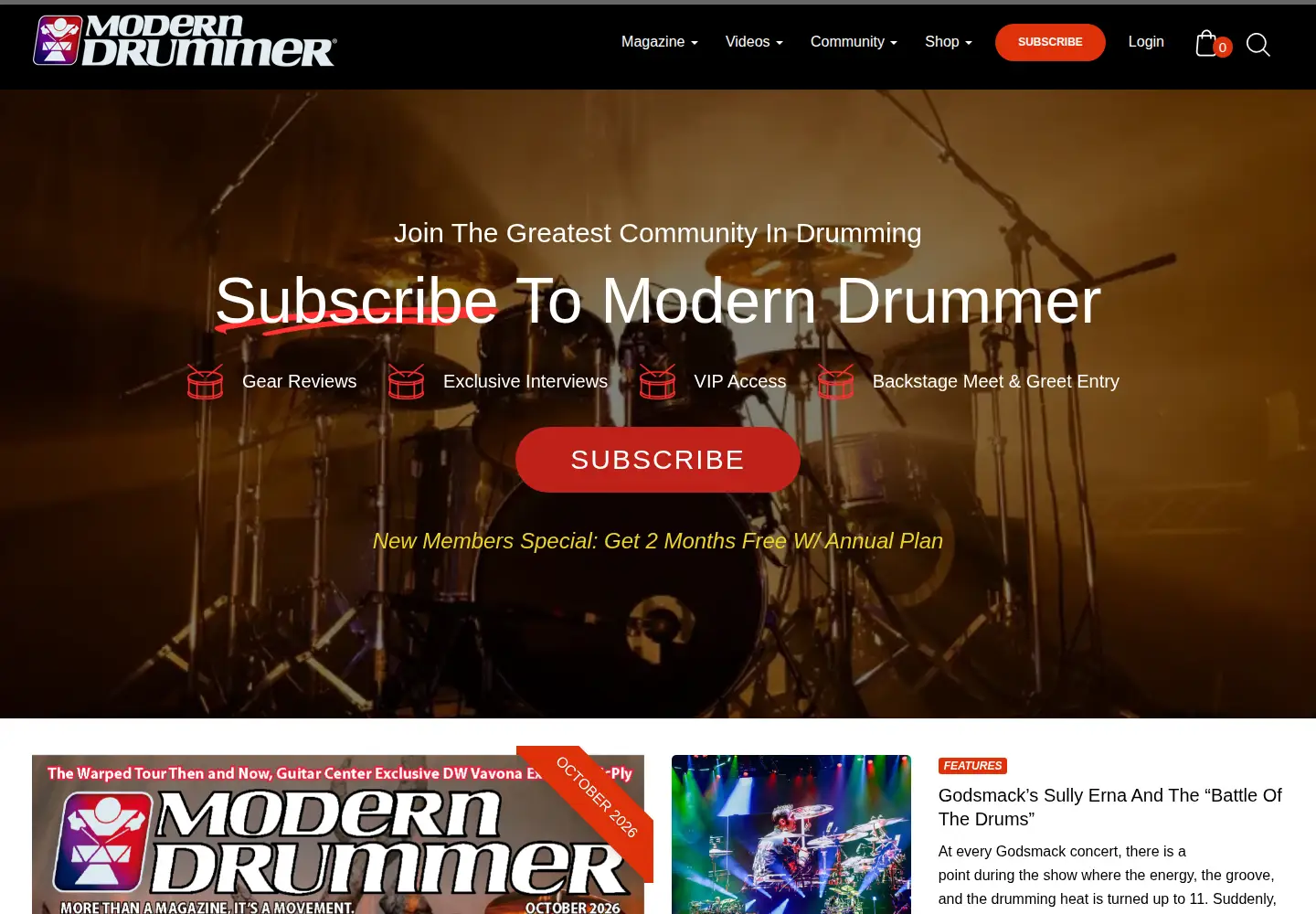 Screenshot of moderndrummer.com