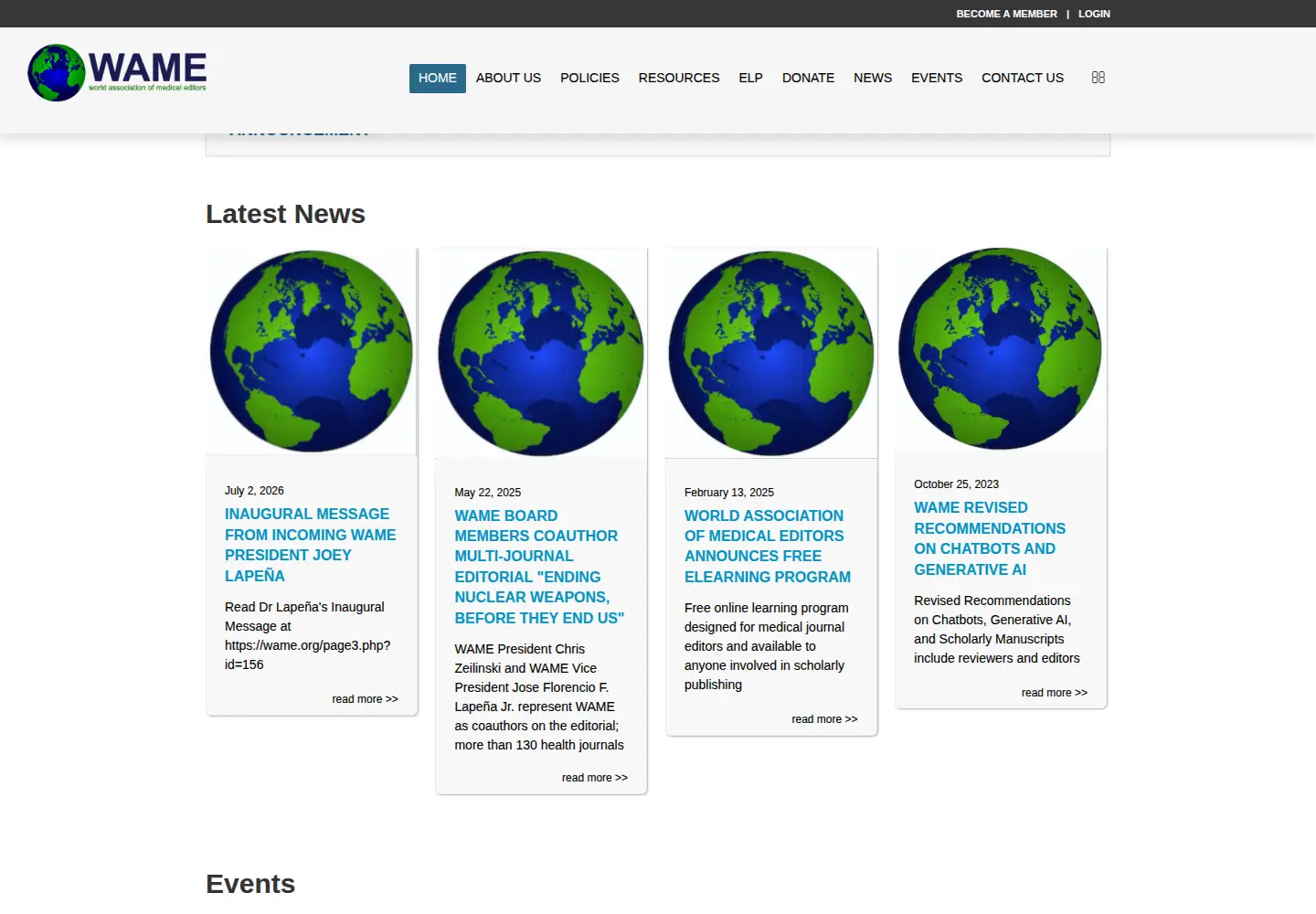 Screenshot of wame.org