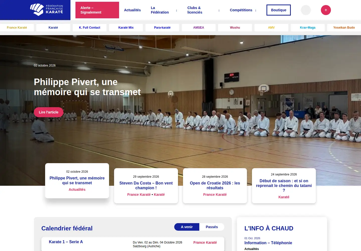 Screenshot of ffkarate.fr