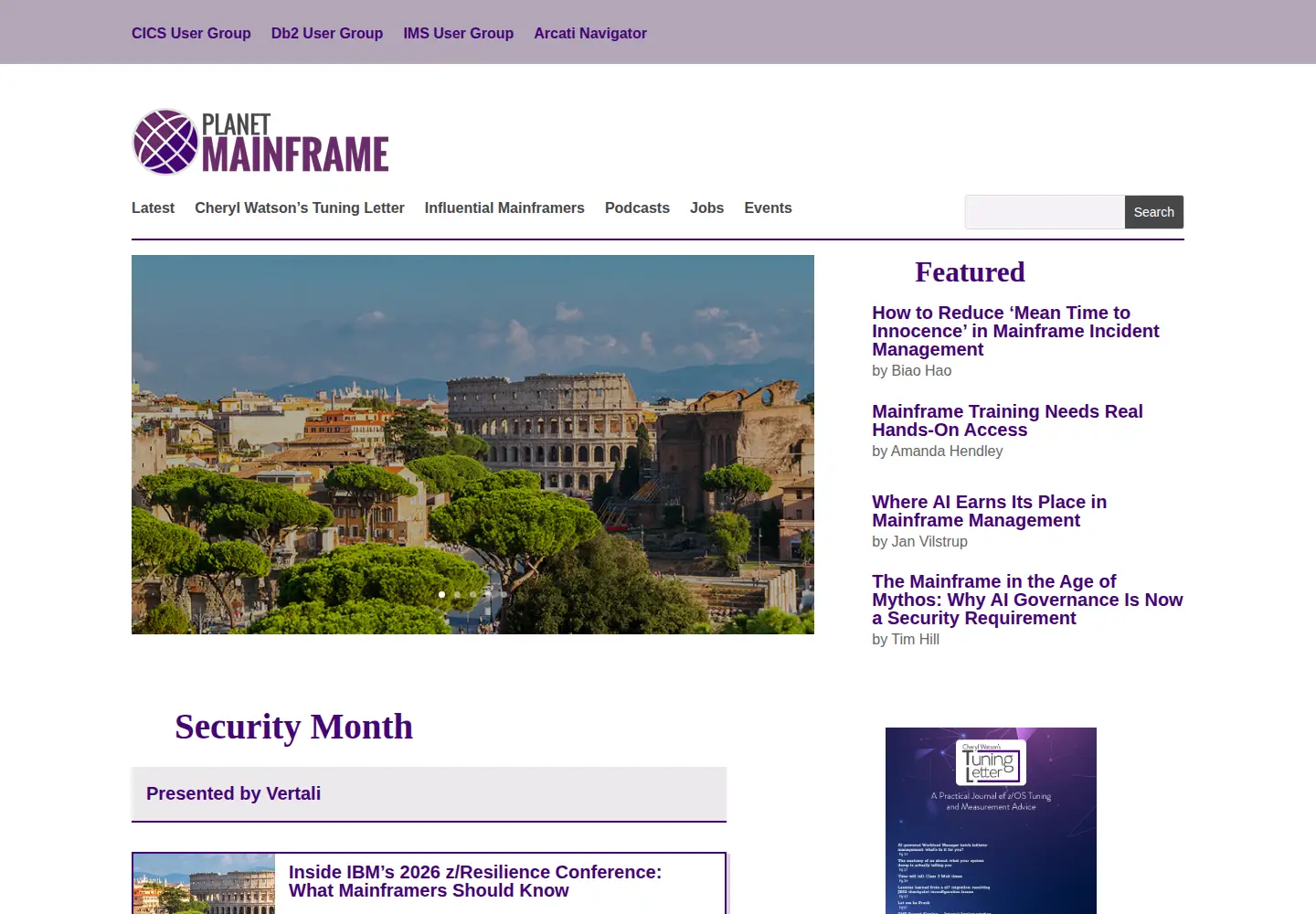 Screenshot of planetmainframe.com