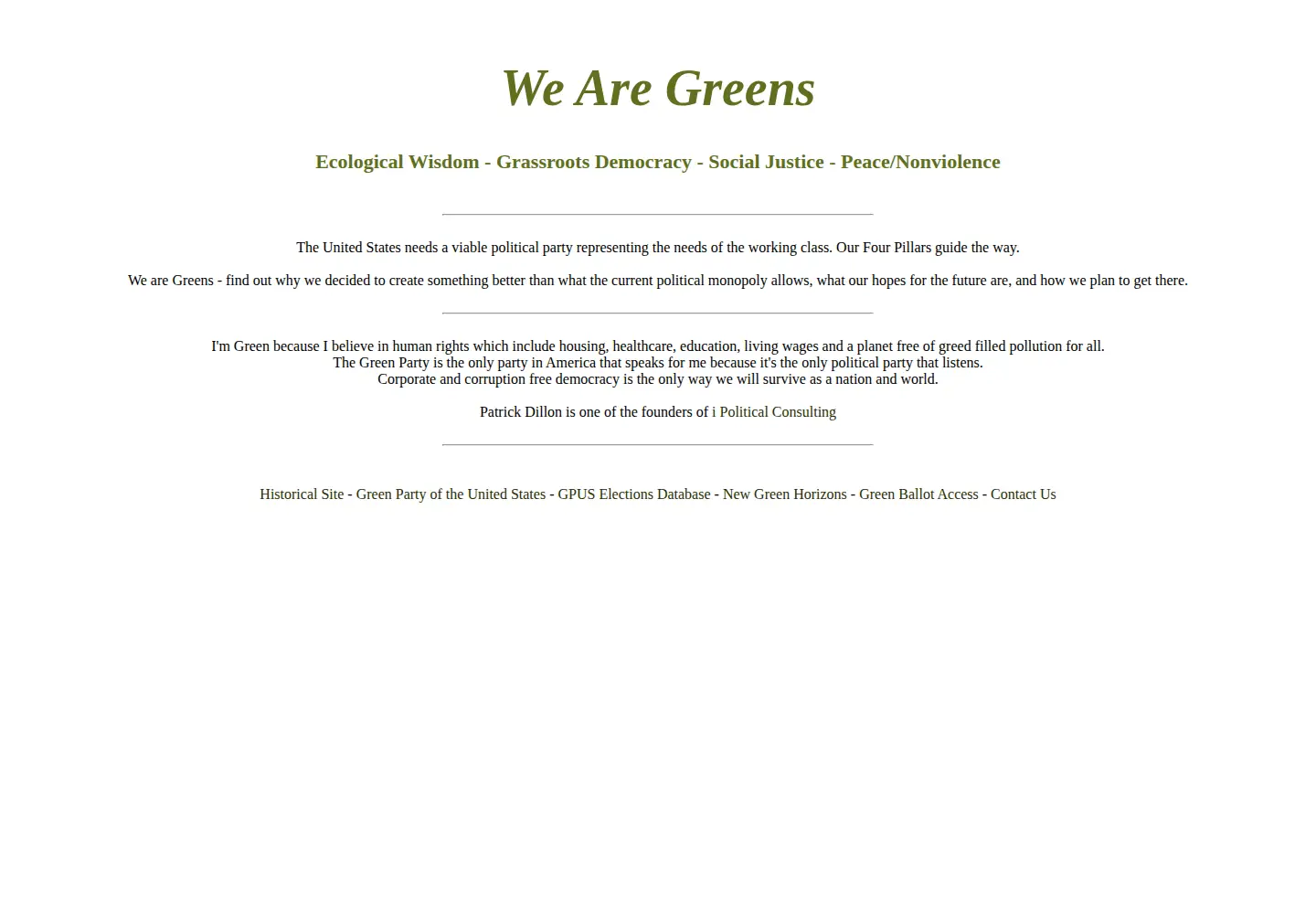 Screenshot of greens.org