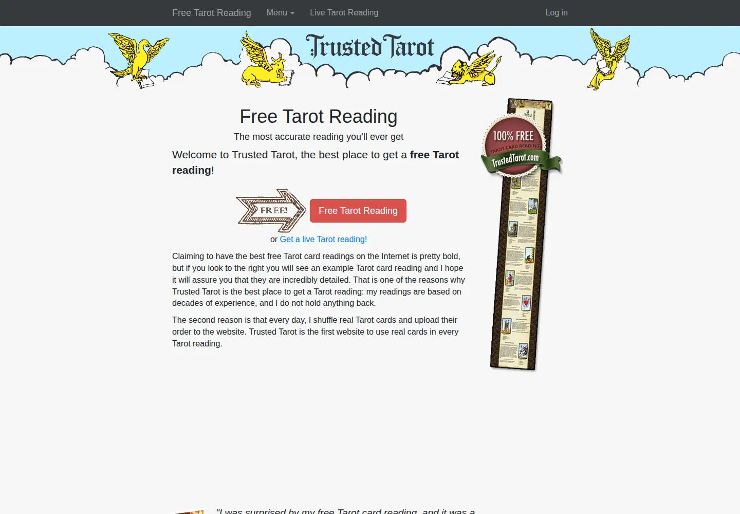 Screenshot of trustedtarot.com