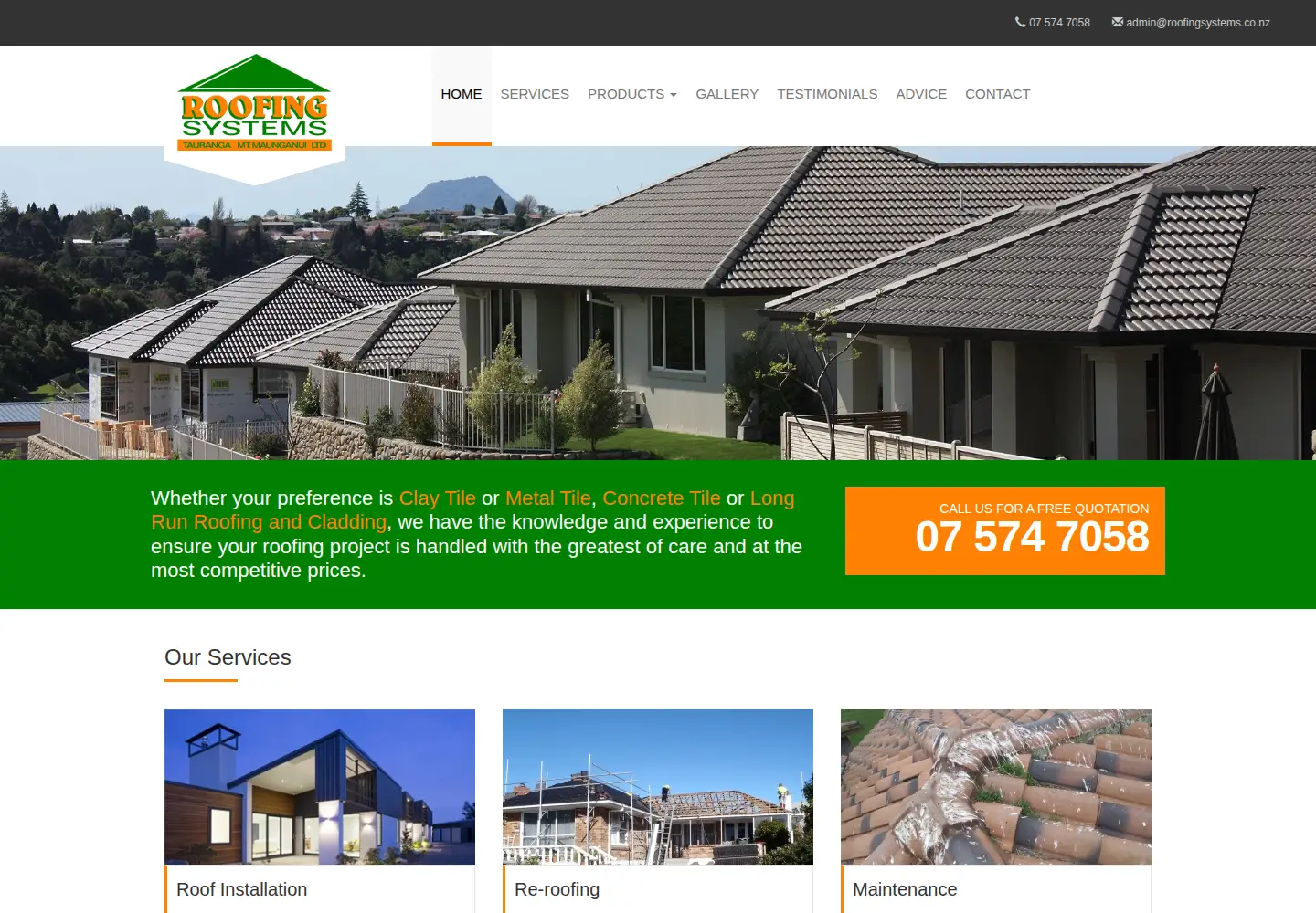 Screenshot of roofingsystems.co.nz