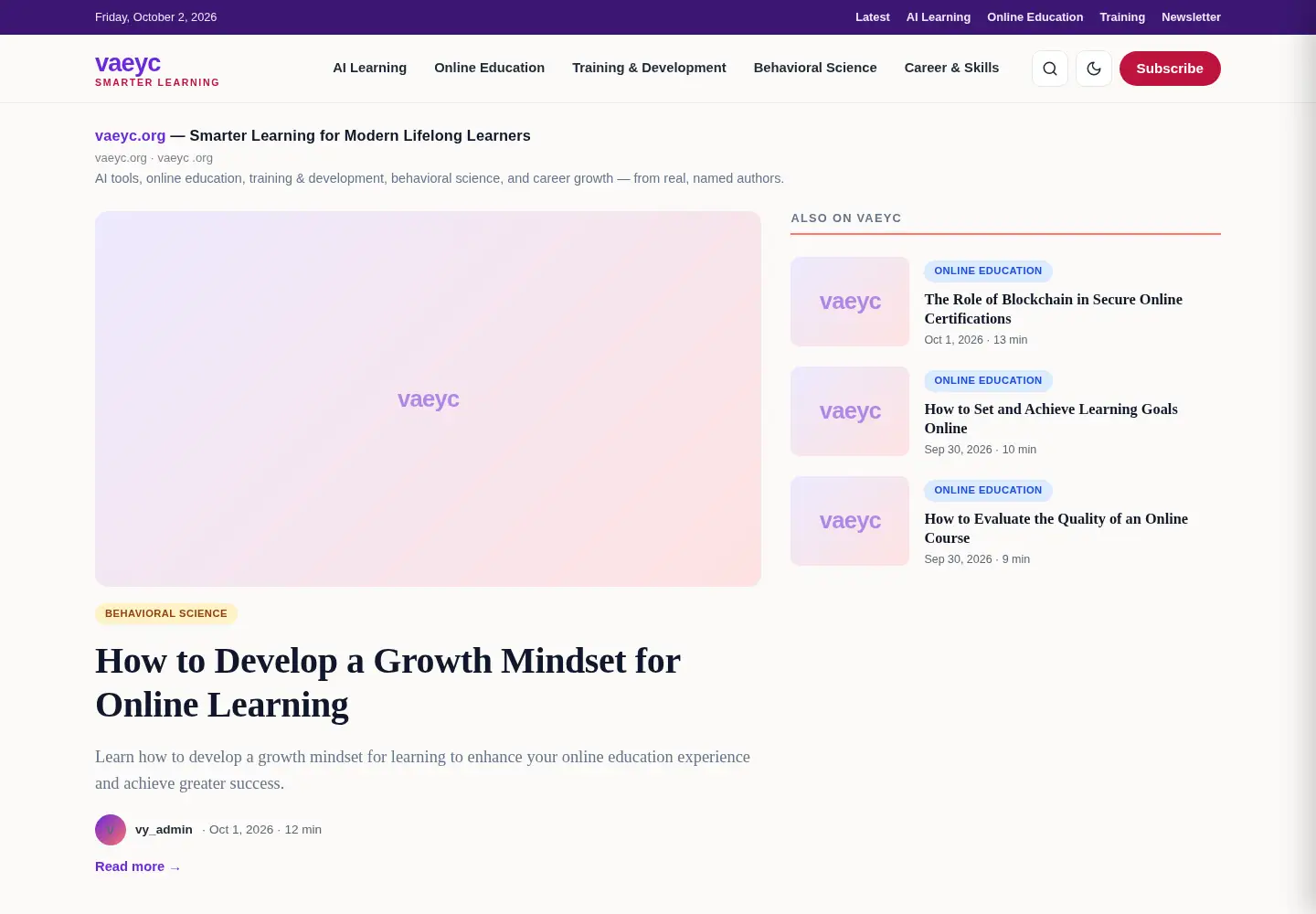 Screenshot of vaeyc.org