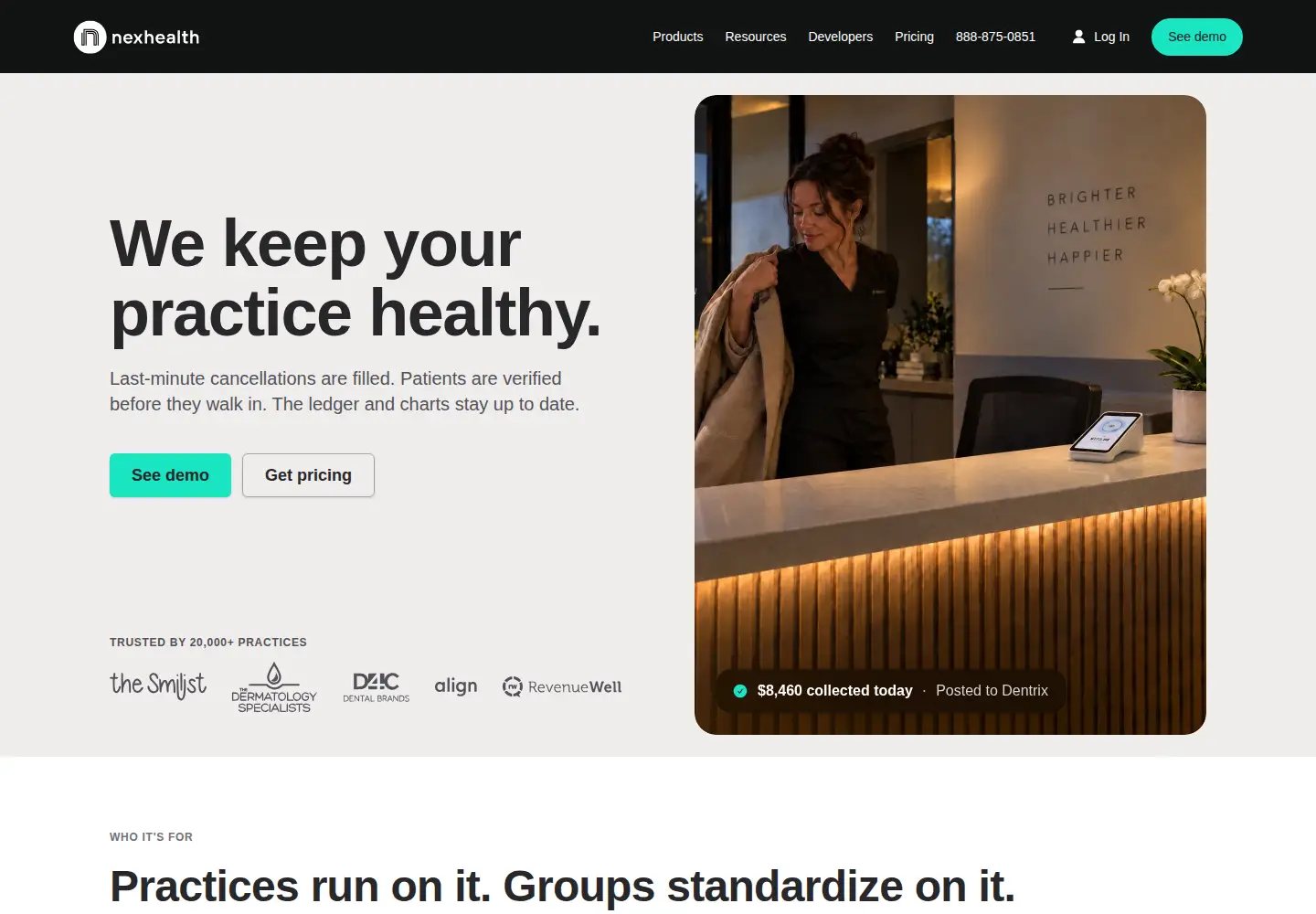 Screenshot of nexhealth.com