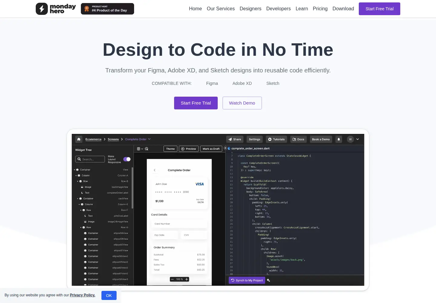 Screenshot of mondayhero.io