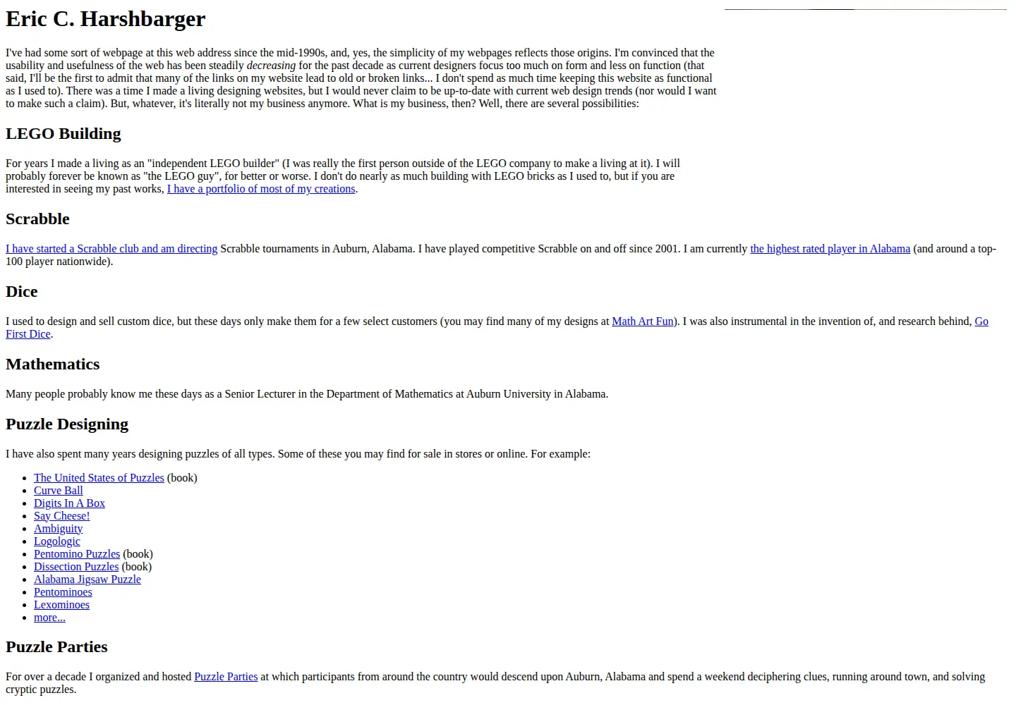 Screenshot of ericharshbarger.org