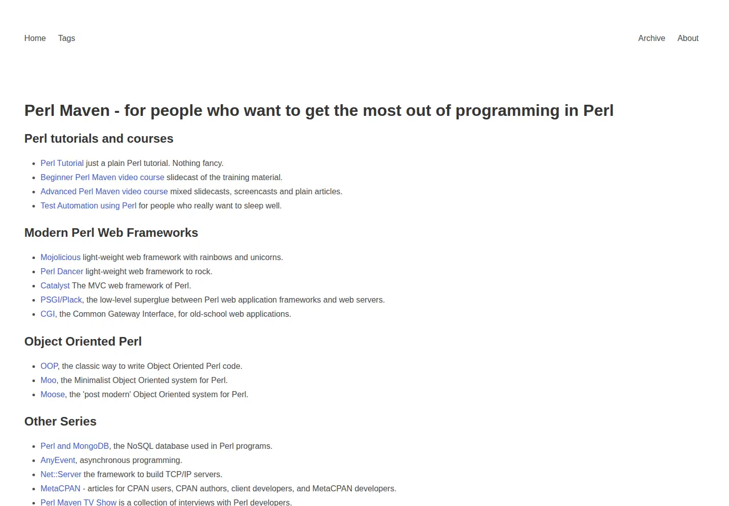 Screenshot of perlmaven.com