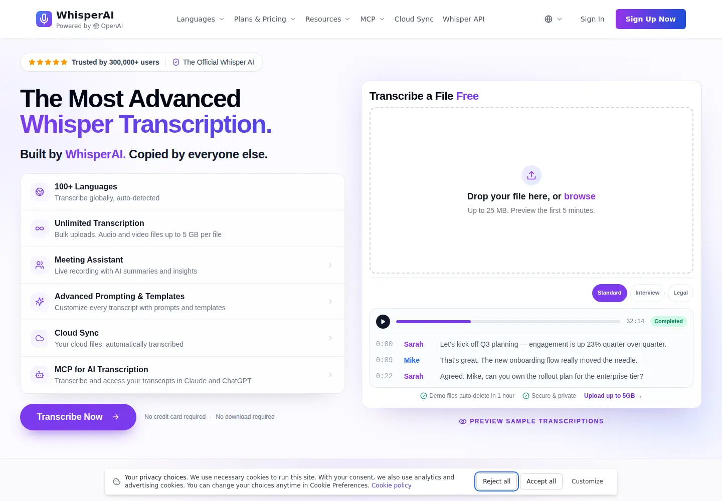 Screenshot of whisperai.com