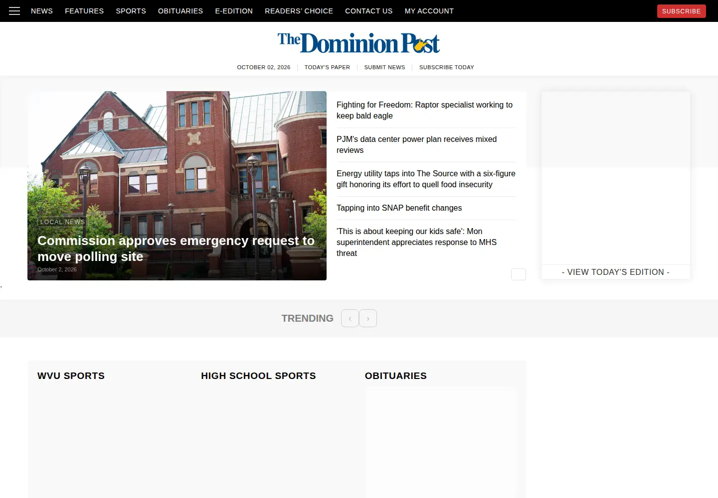 Screenshot of dominionpost.com