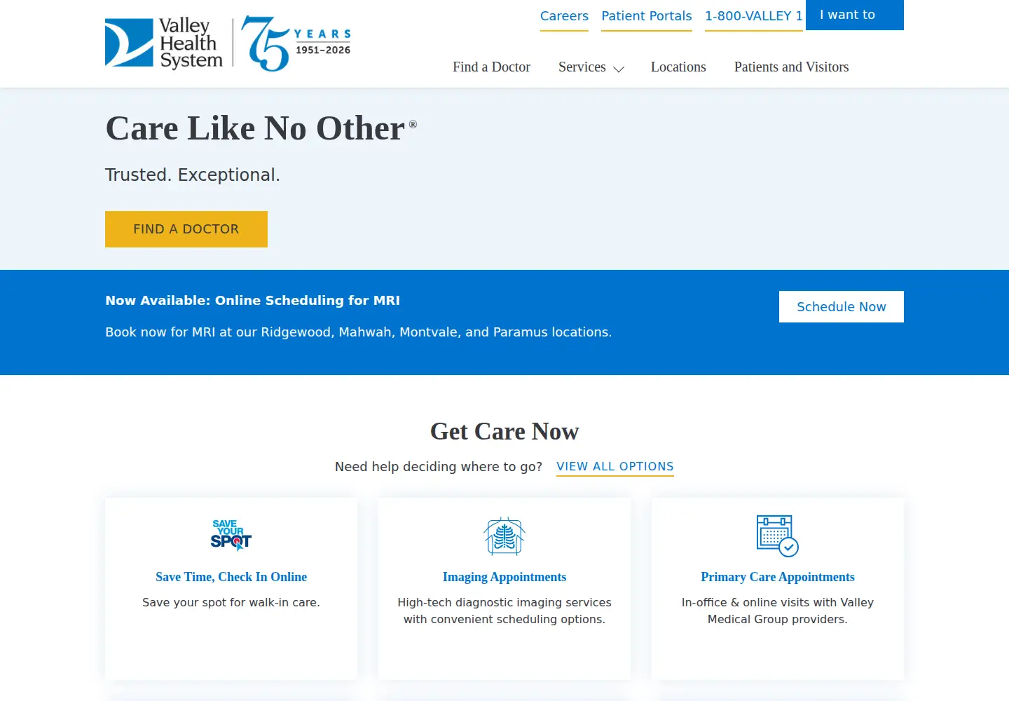 Screenshot of valleyhealth.com
