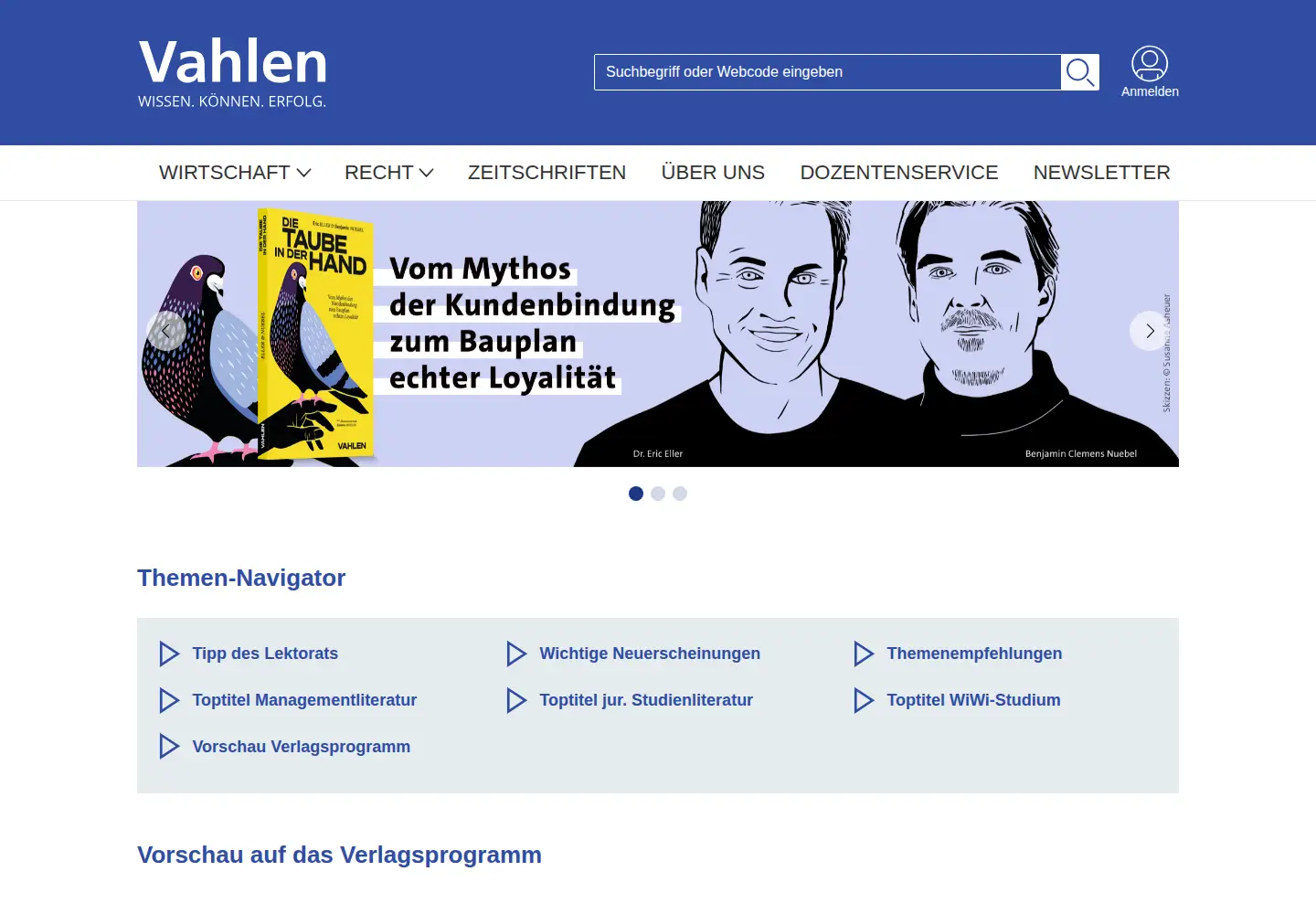 Screenshot of vahlen.de