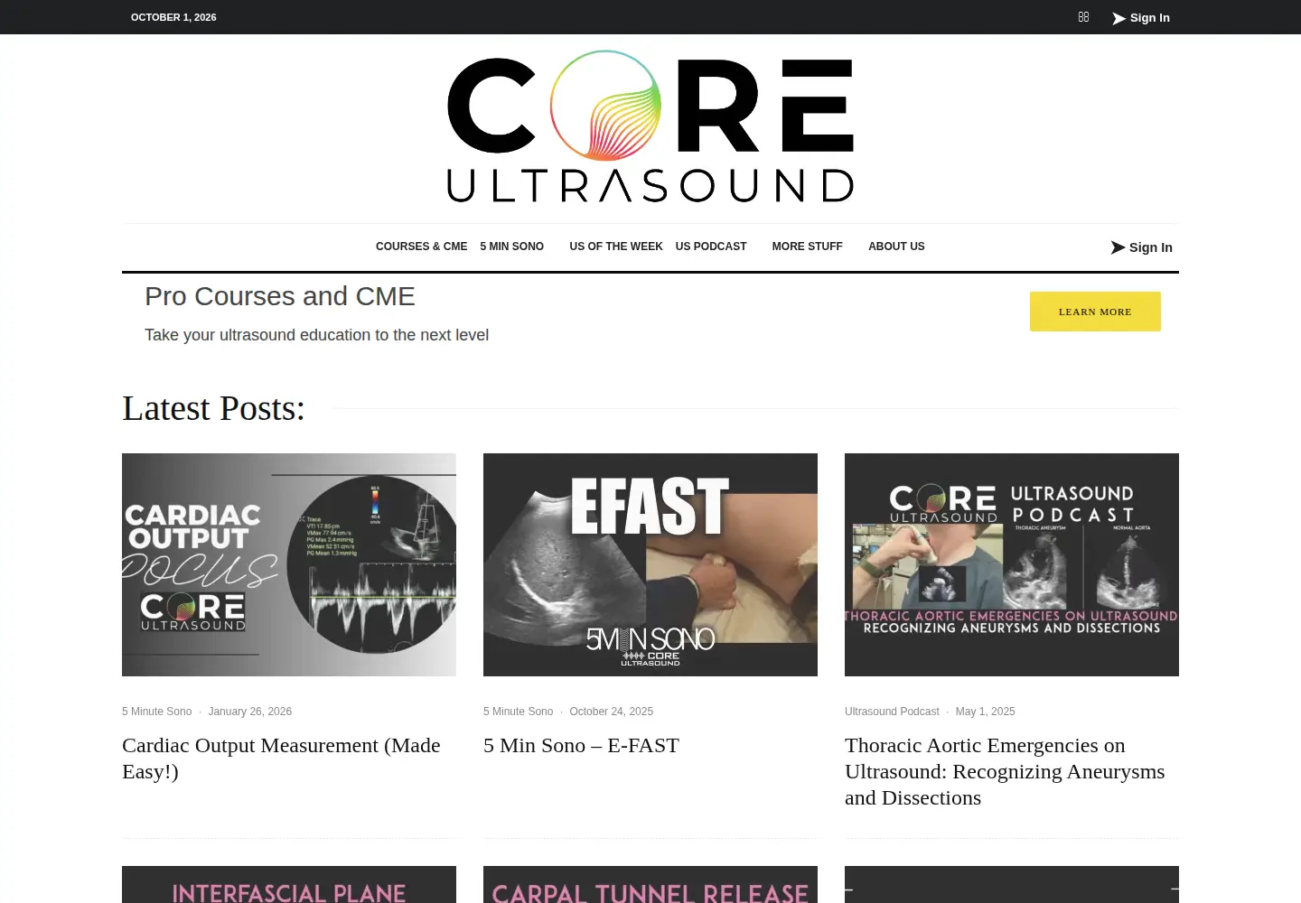 Screenshot of coreultrasound.com