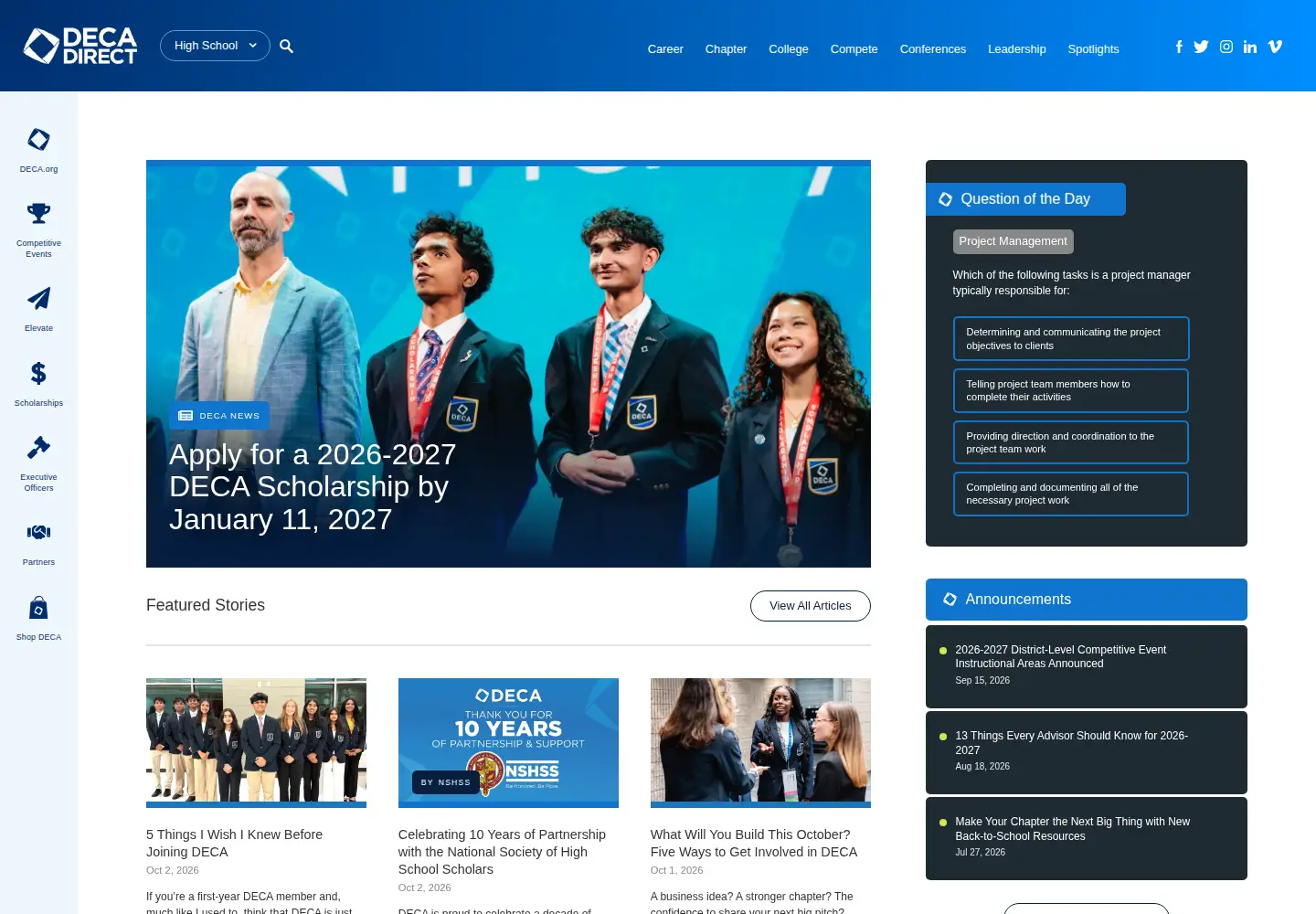 Screenshot of decadirect.org