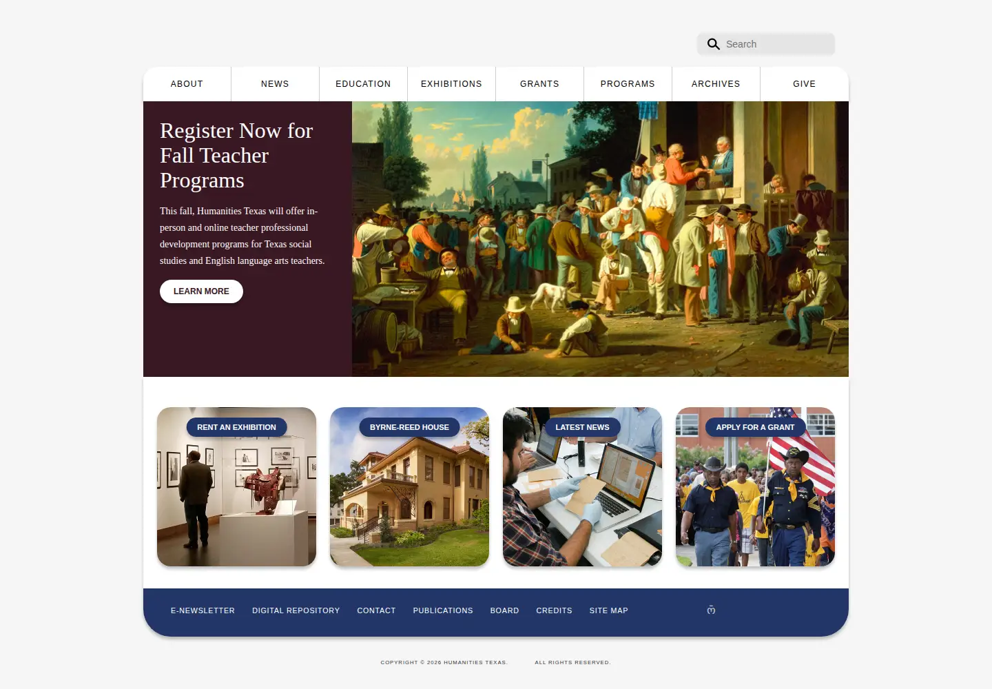 Screenshot of humanitiestexas.org