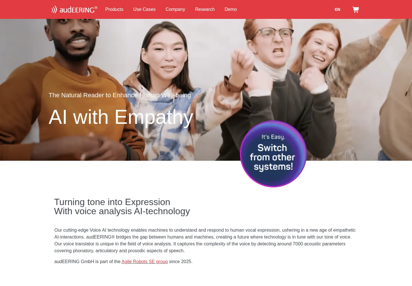 Screenshot of audeering.com