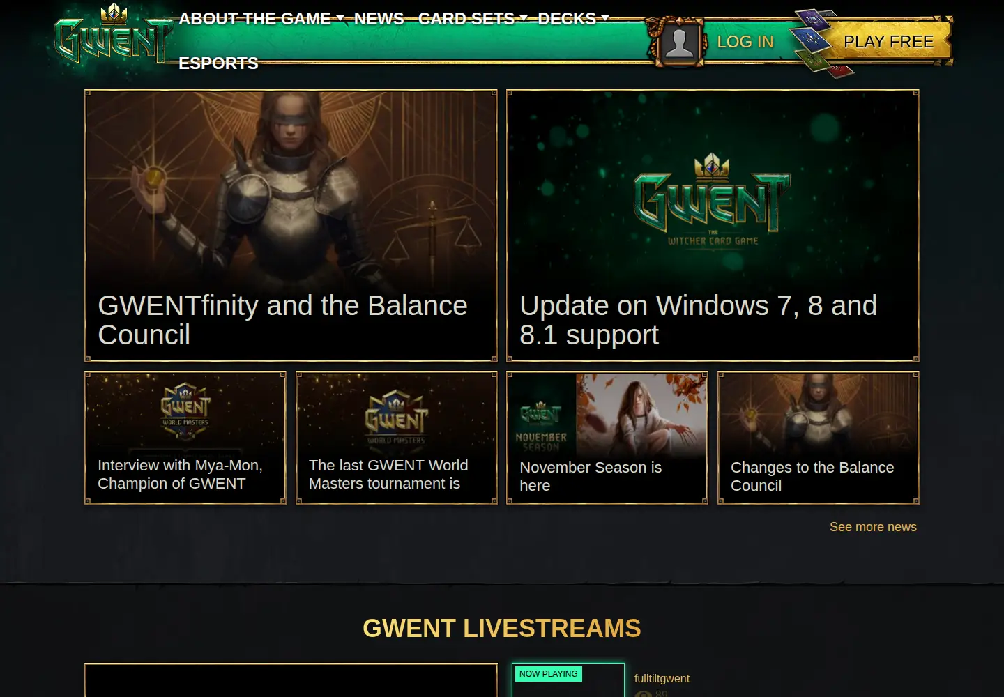 Screenshot of playgwent.com