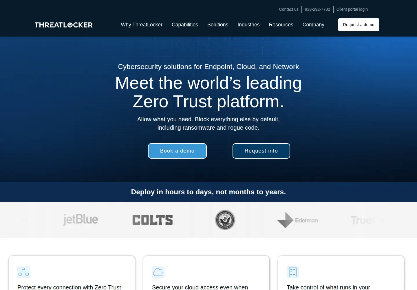 Screenshot of threatlocker.com