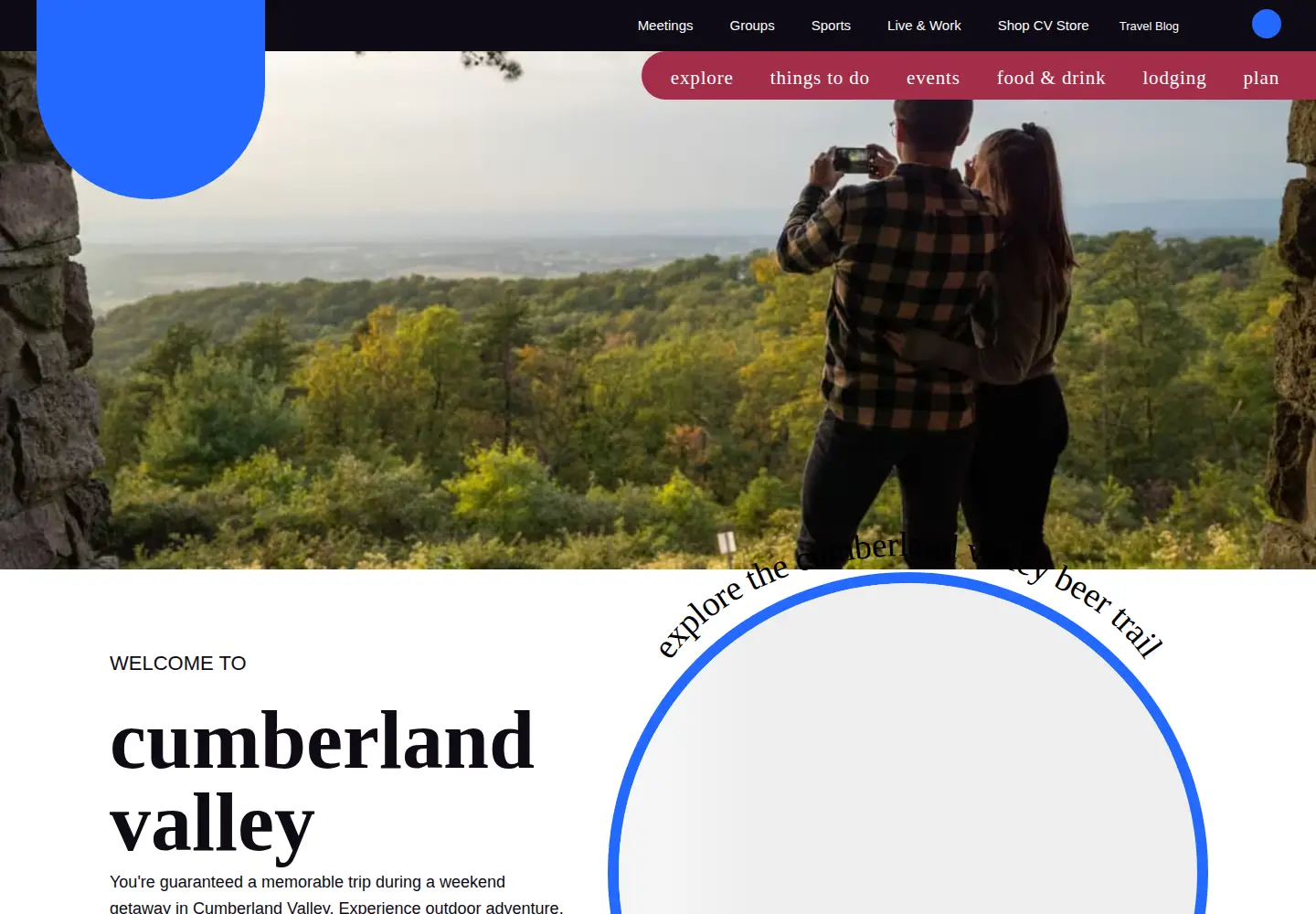 Screenshot of visitcumberlandvalley.com