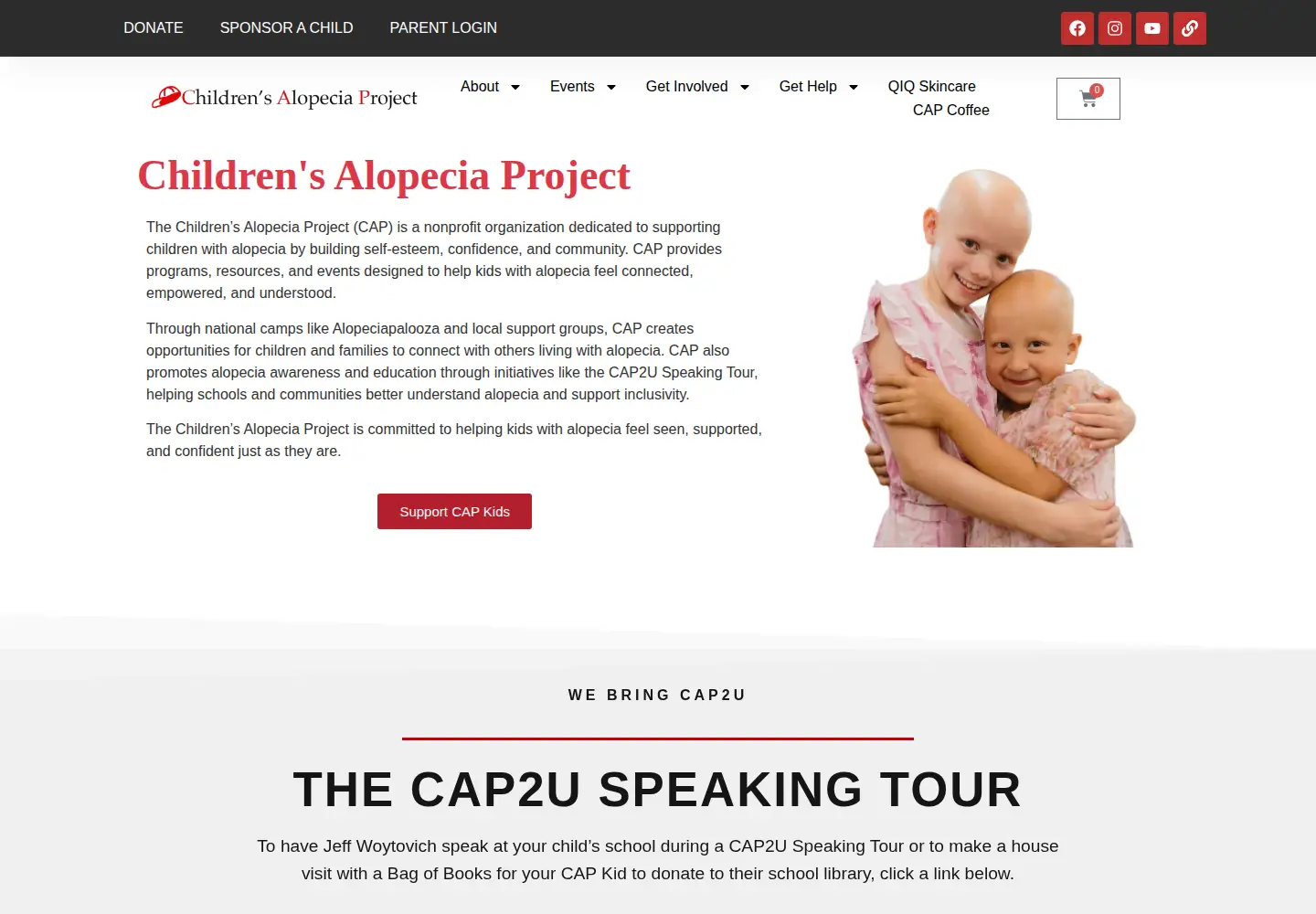 Screenshot of childrensalopeciaproject.org