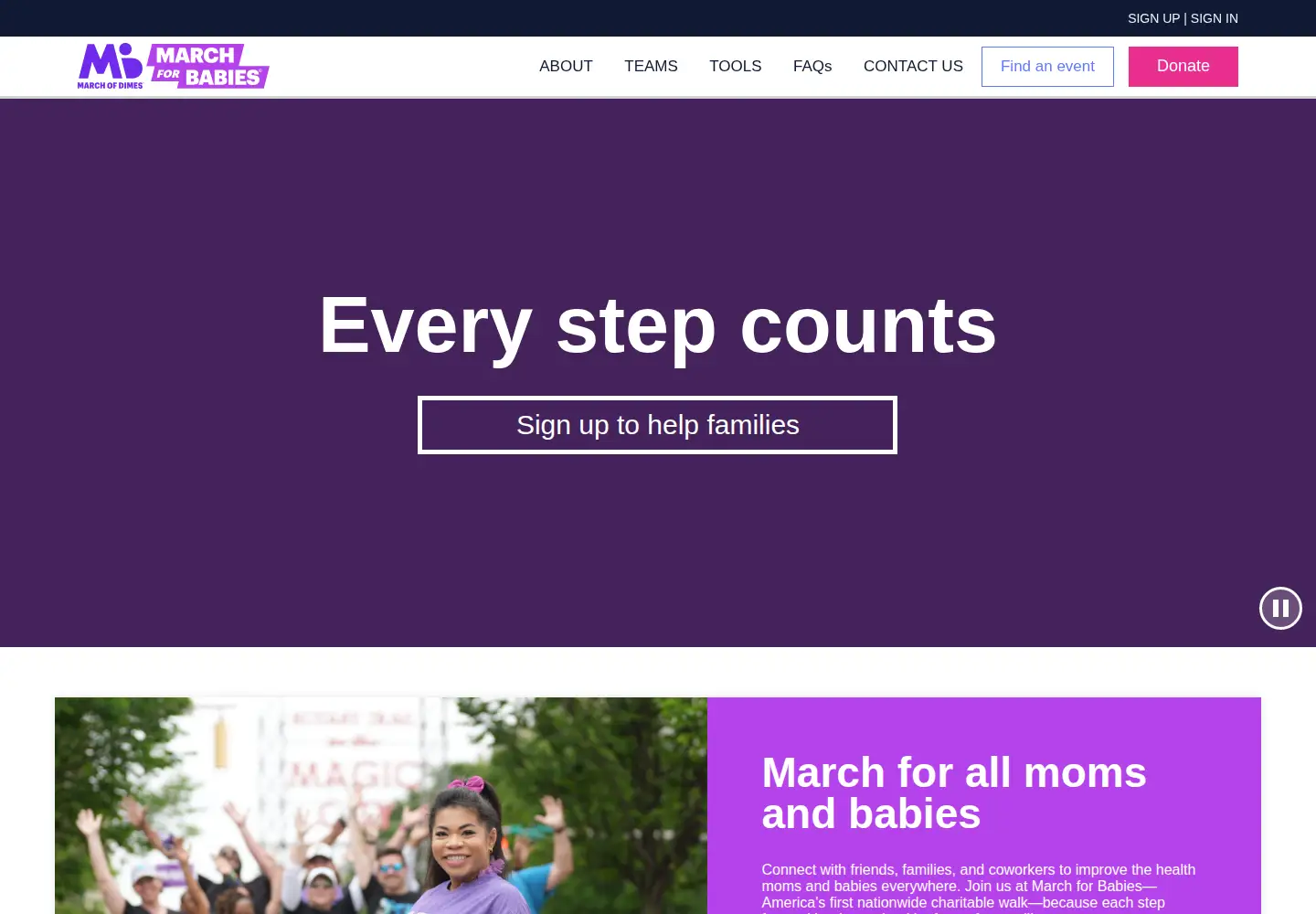Screenshot of marchforbabies.org