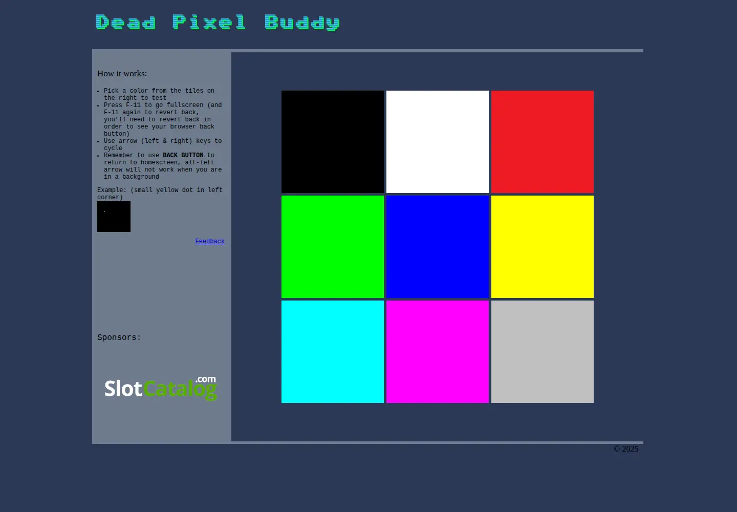 Screenshot of deadpixelbuddy.com
