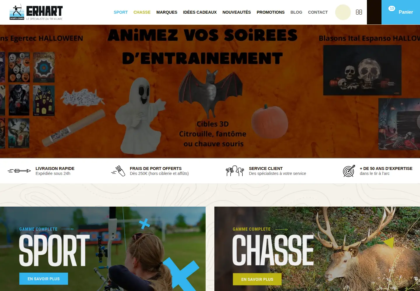 Captured homepage of erhart-sports.com in the current scan