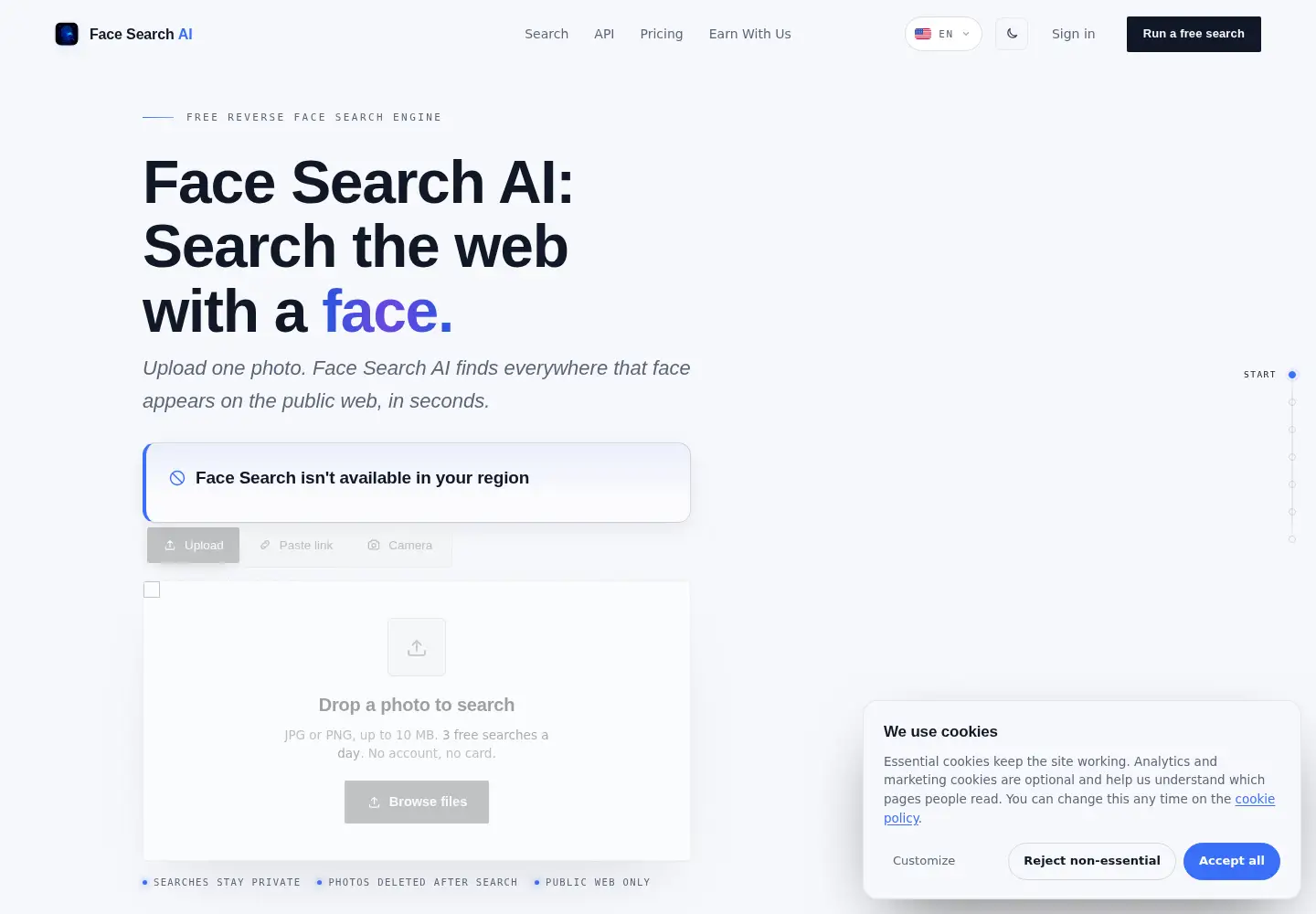 Screenshot of facesearchai.com