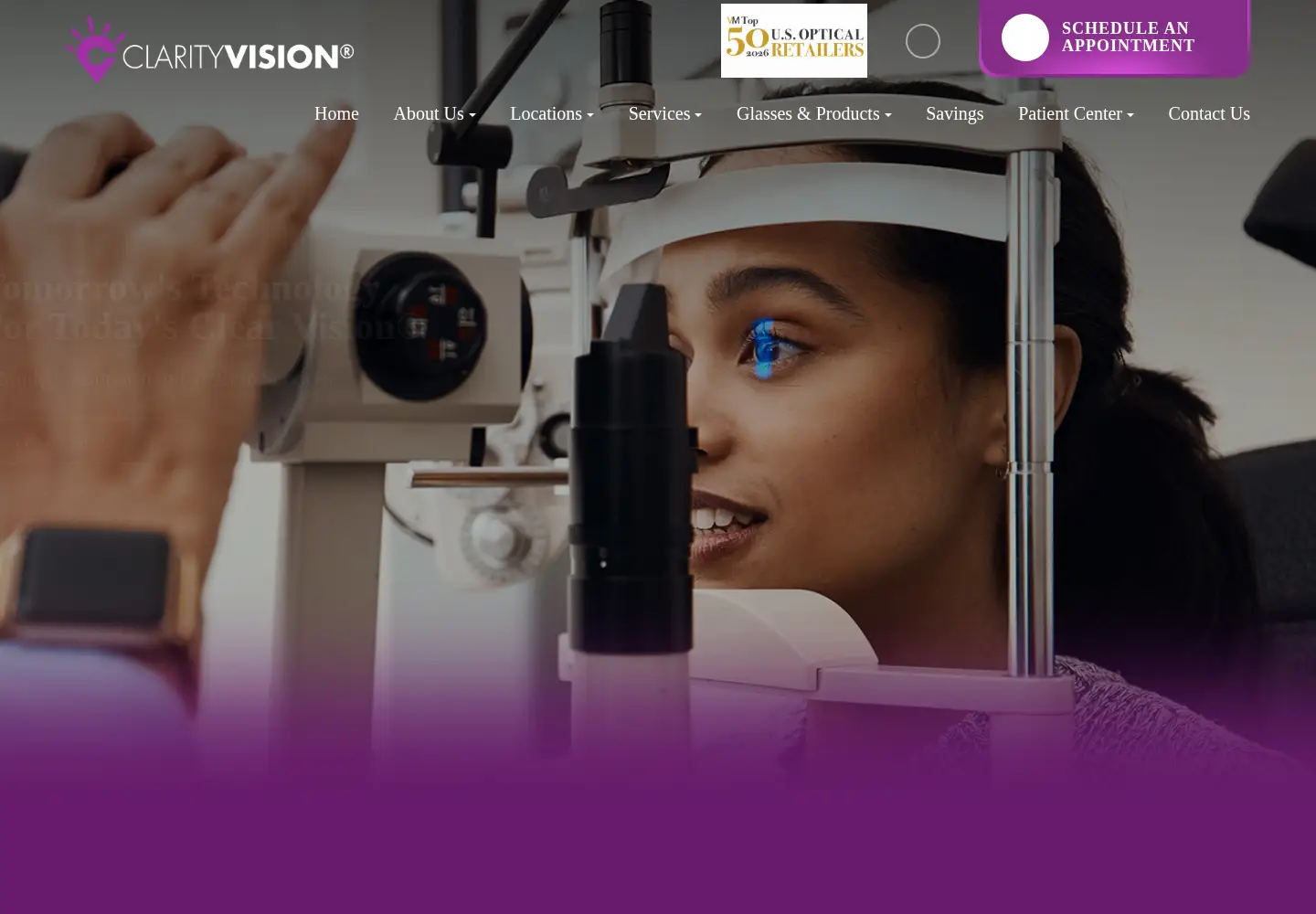 Captured homepage of findclarityvision.com in the current scan