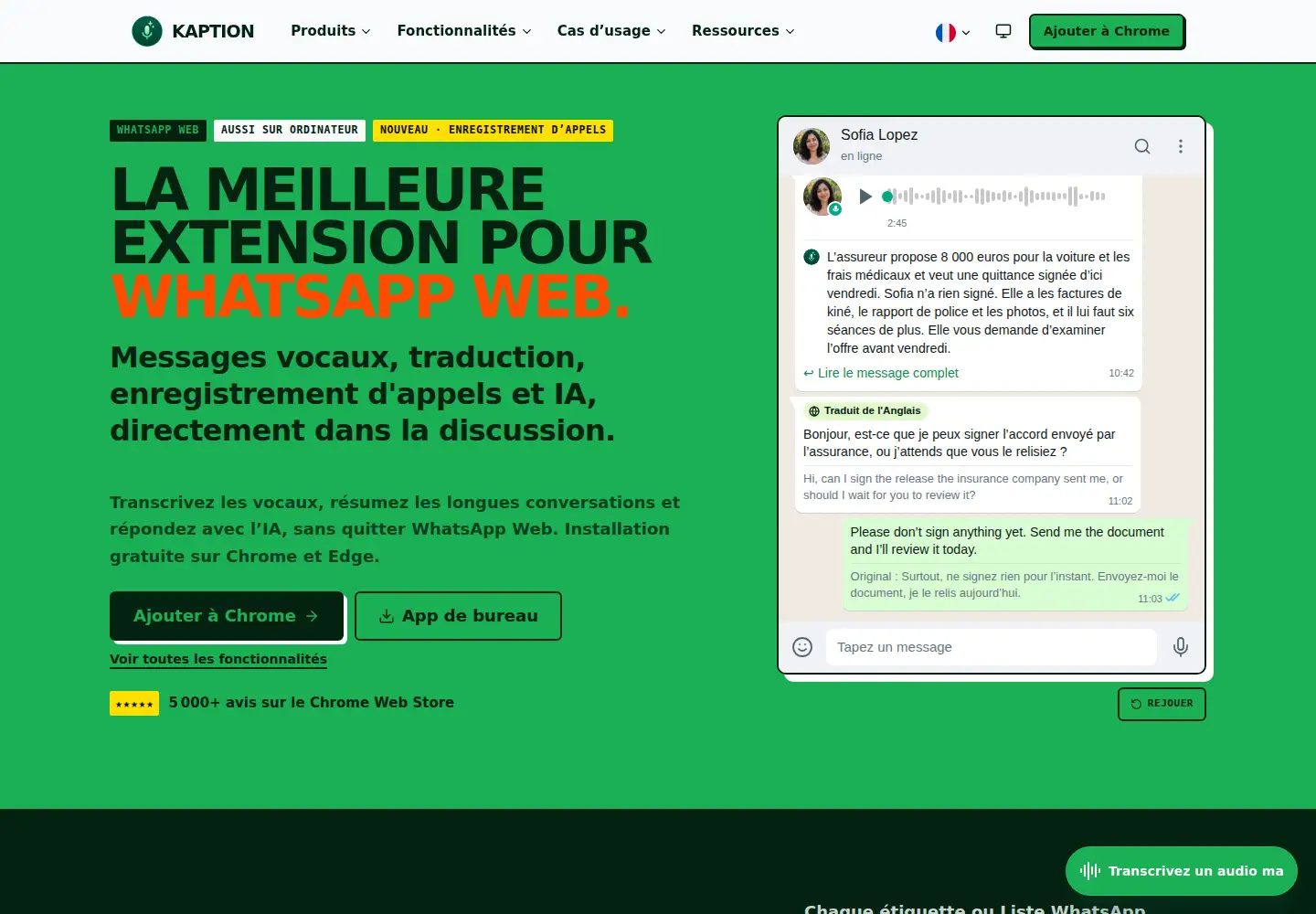 Screenshot of kaptionai.com