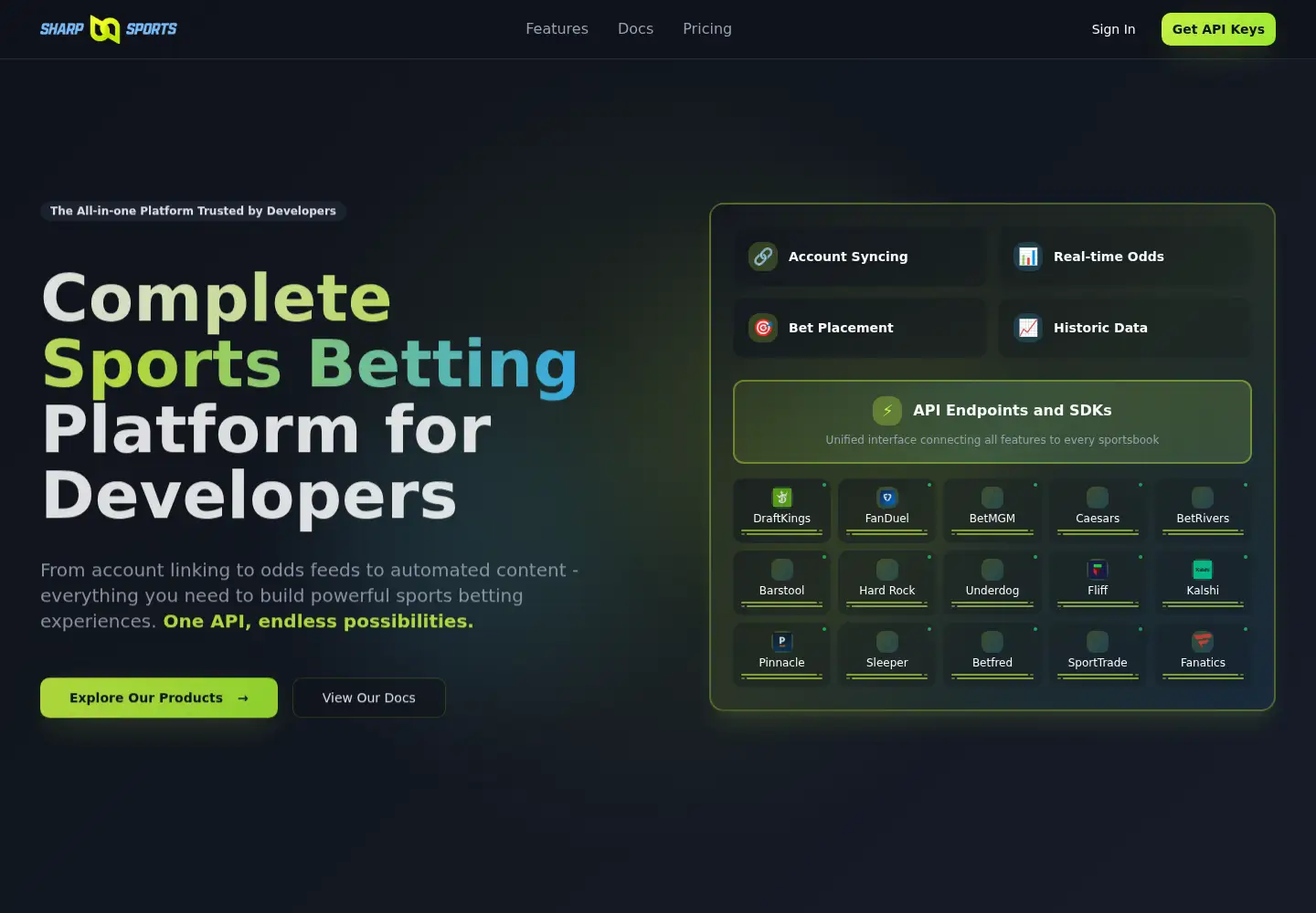 Screenshot of sharpsports.io