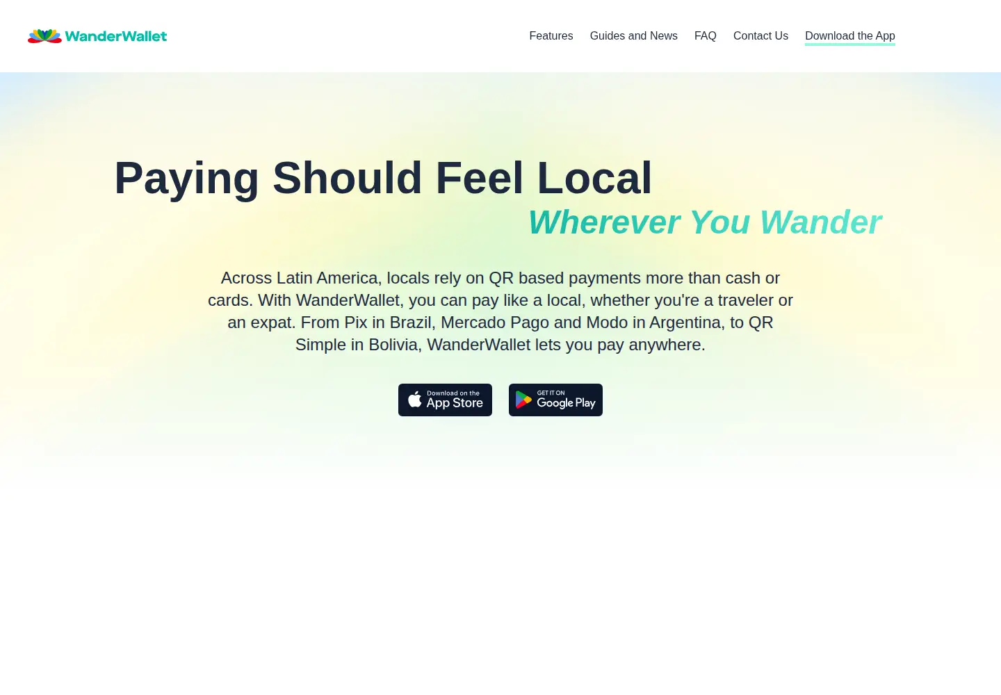 Screenshot of wanderwallet.io