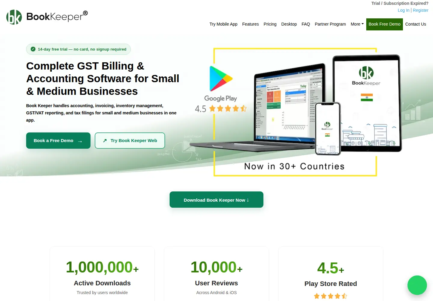 Screenshot of bookkeeperapp.net