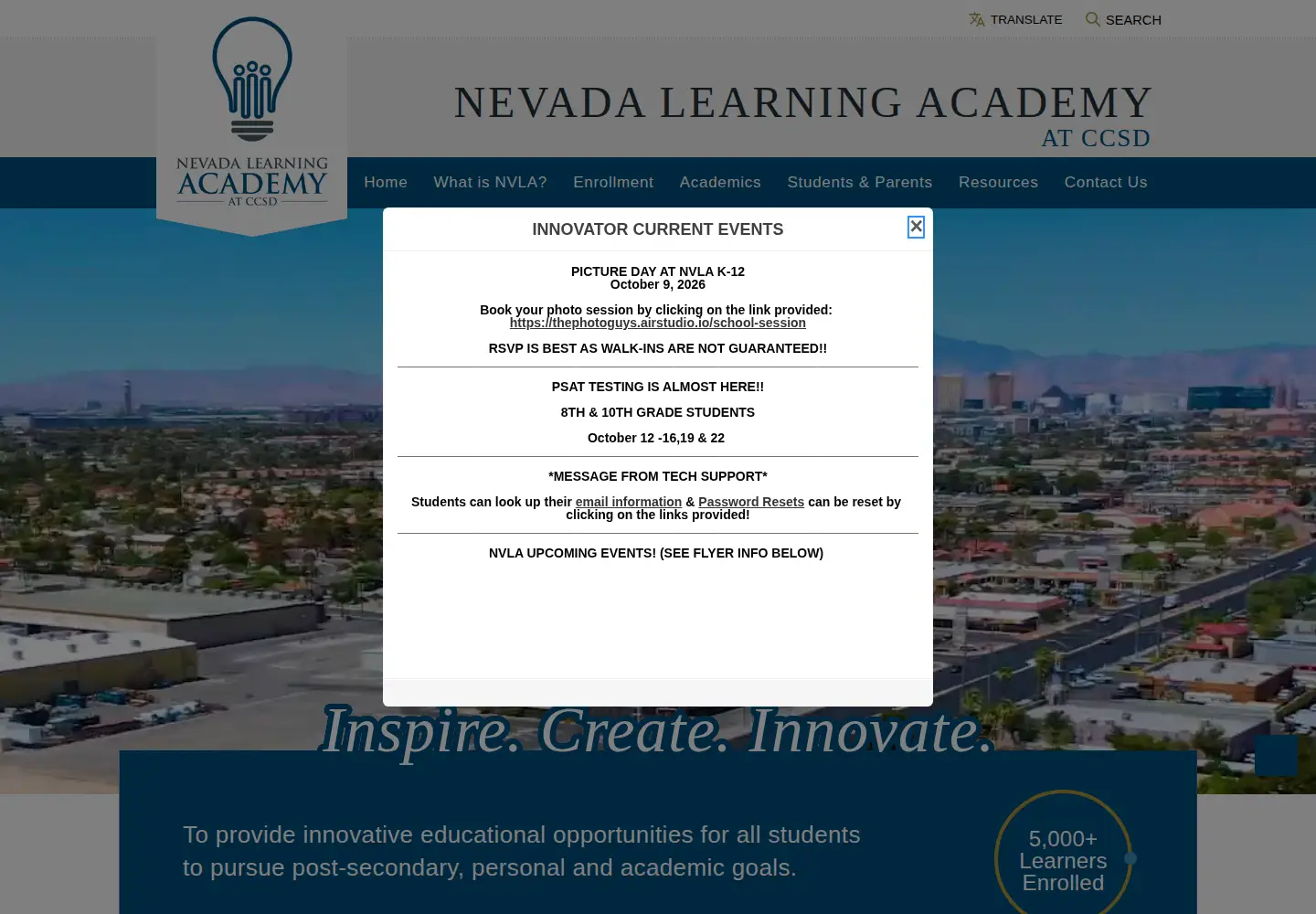 Screenshot of nvlearningacademy.net