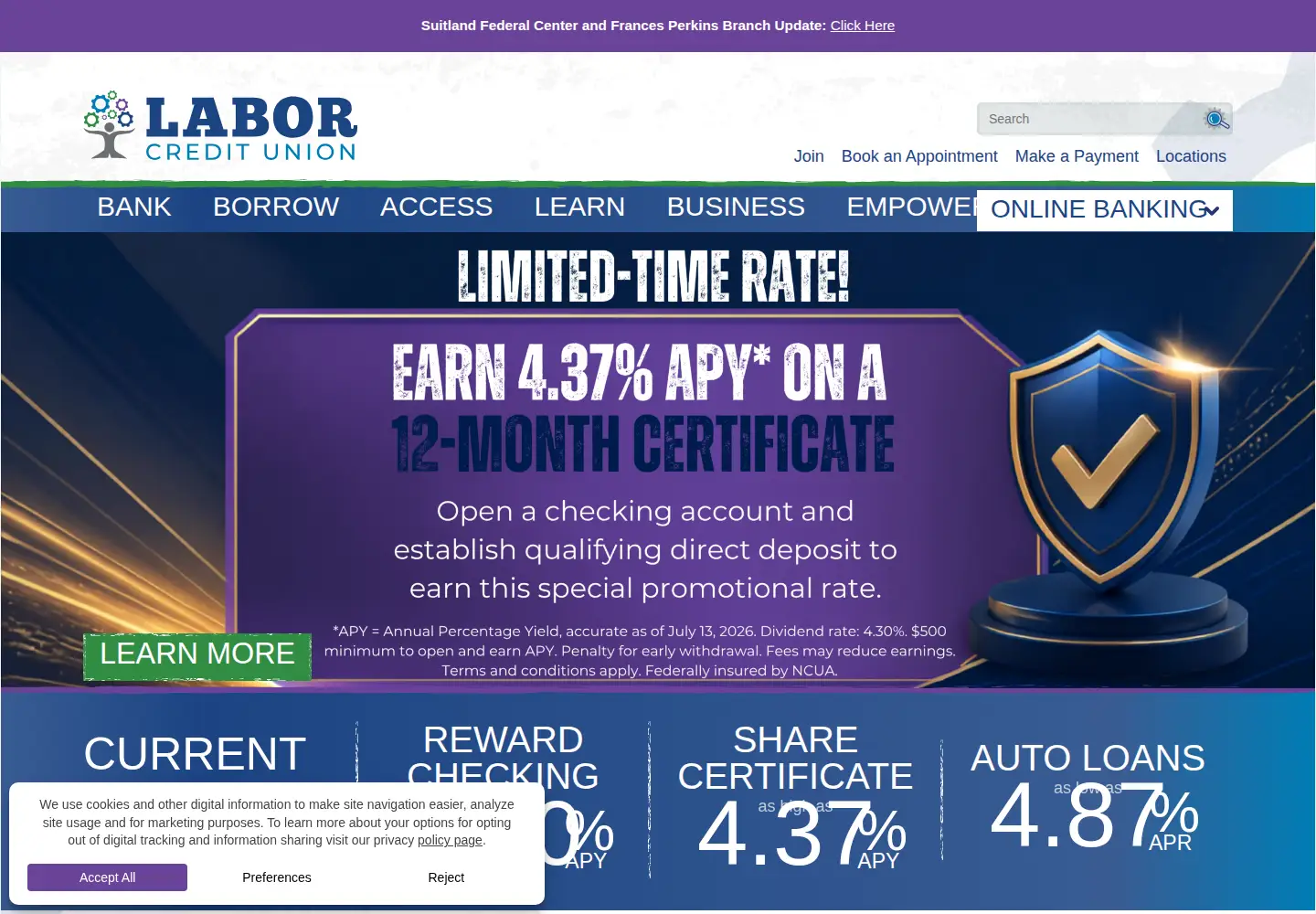 Screenshot of dolfcu.org