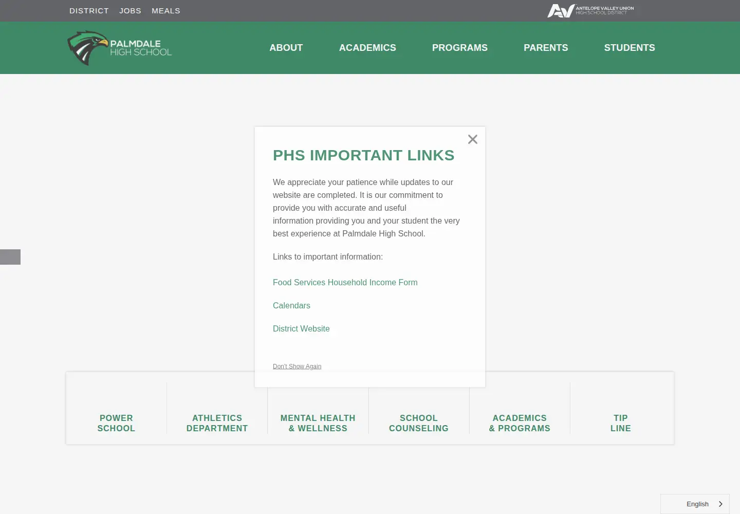 Screenshot of palmdalehs.org
