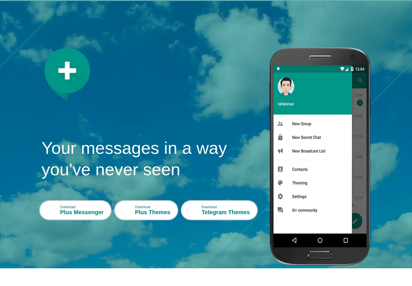 Screenshot of plusmessenger.org