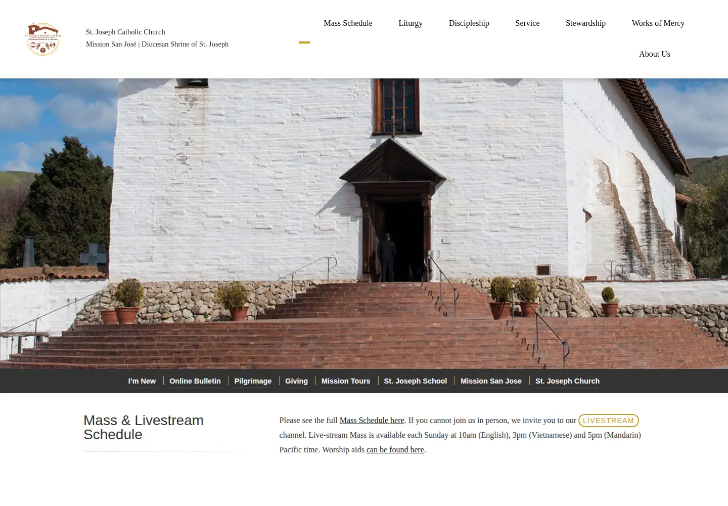 Captured homepage of saintjosephmsj.org in the current scan