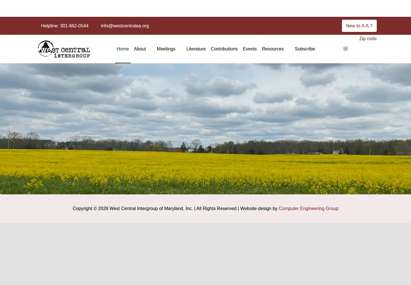 Captured homepage of westcentralaa.org in the current scan