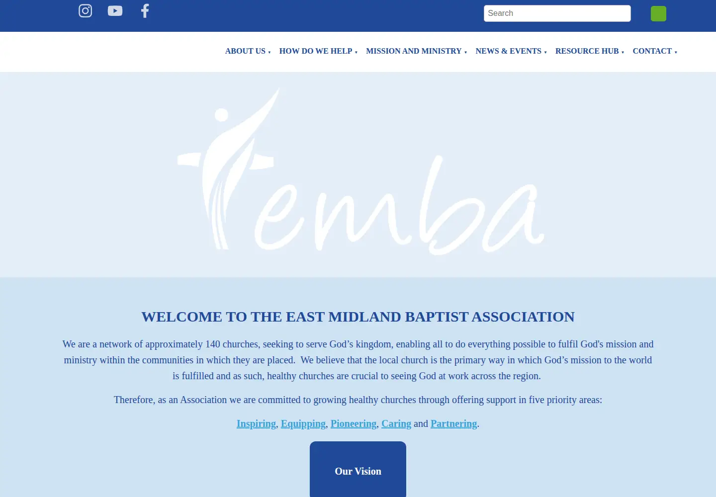 Captured homepage of embaptists.co.uk in the current scan