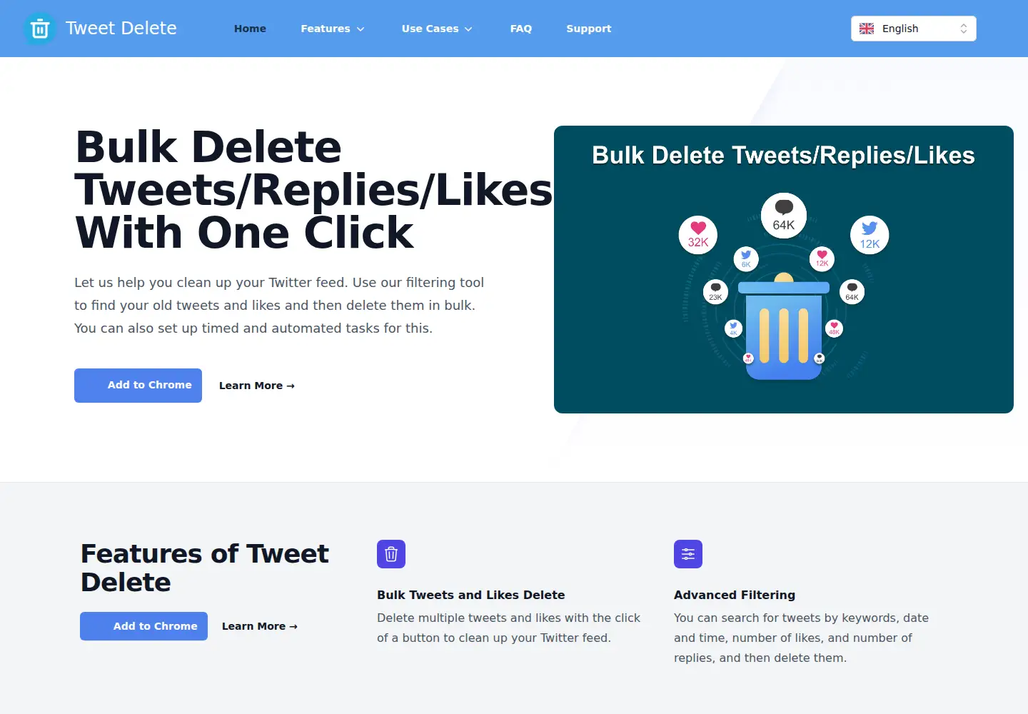 Screenshot of deletetweets.ai