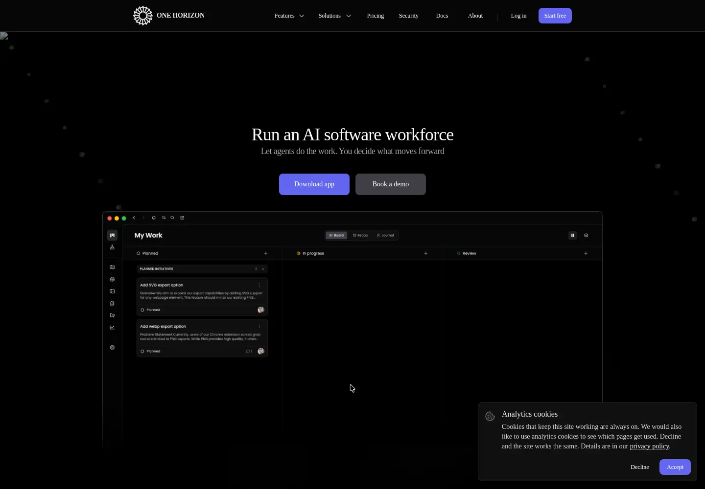 Captured homepage of onehorizon.ai in the current scan