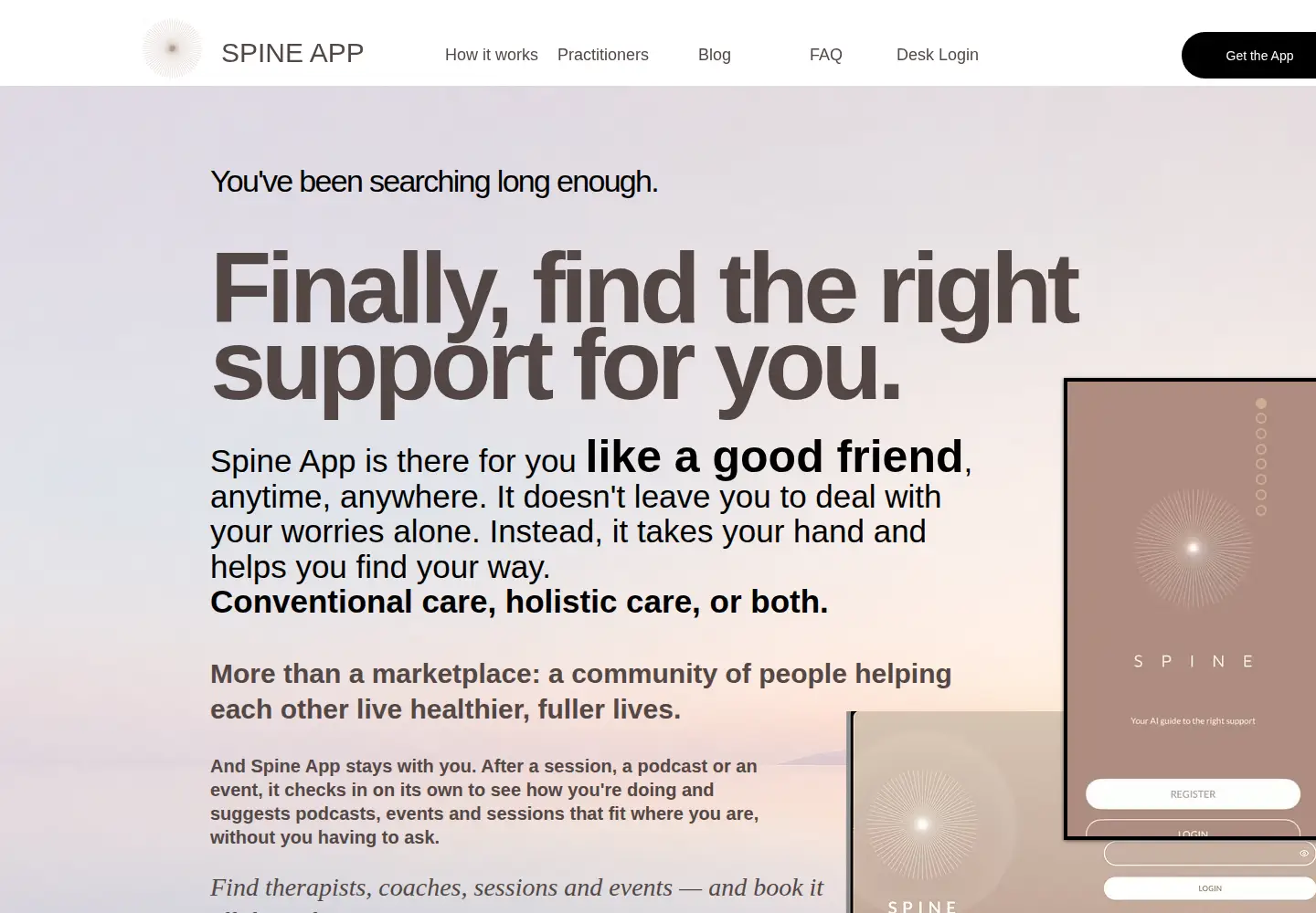 Captured homepage of spine.app in the current scan