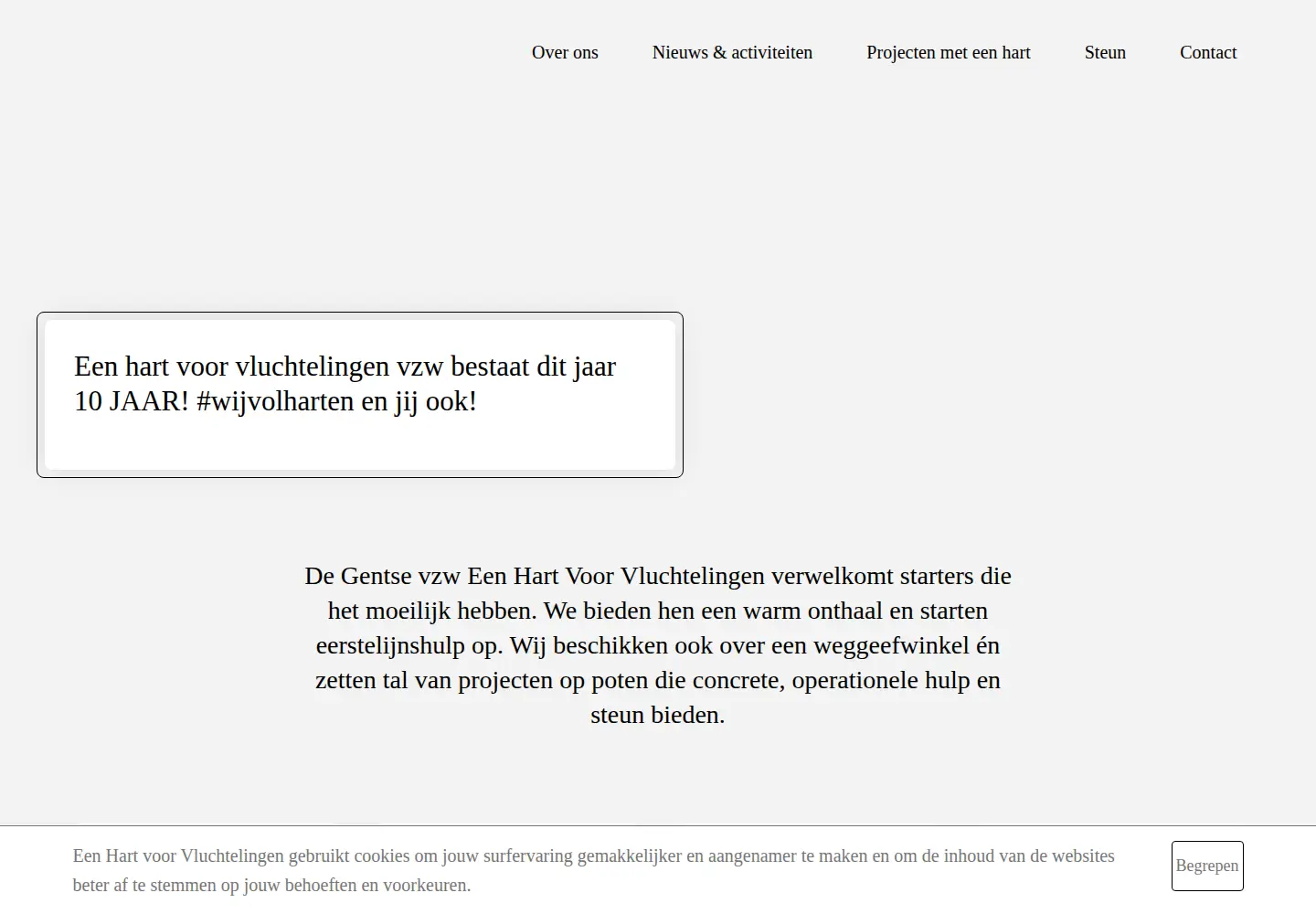 Screenshot of eenhartvoorvluchtelingen.be