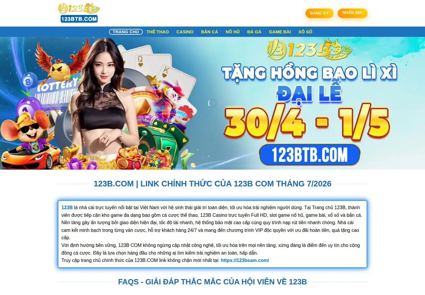 Screenshot of 123btb.com